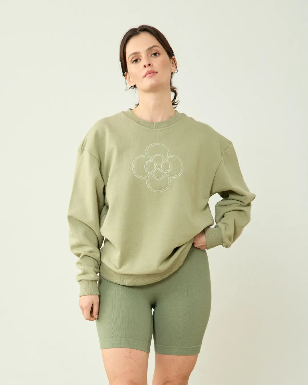 Sudadera Flor Verde