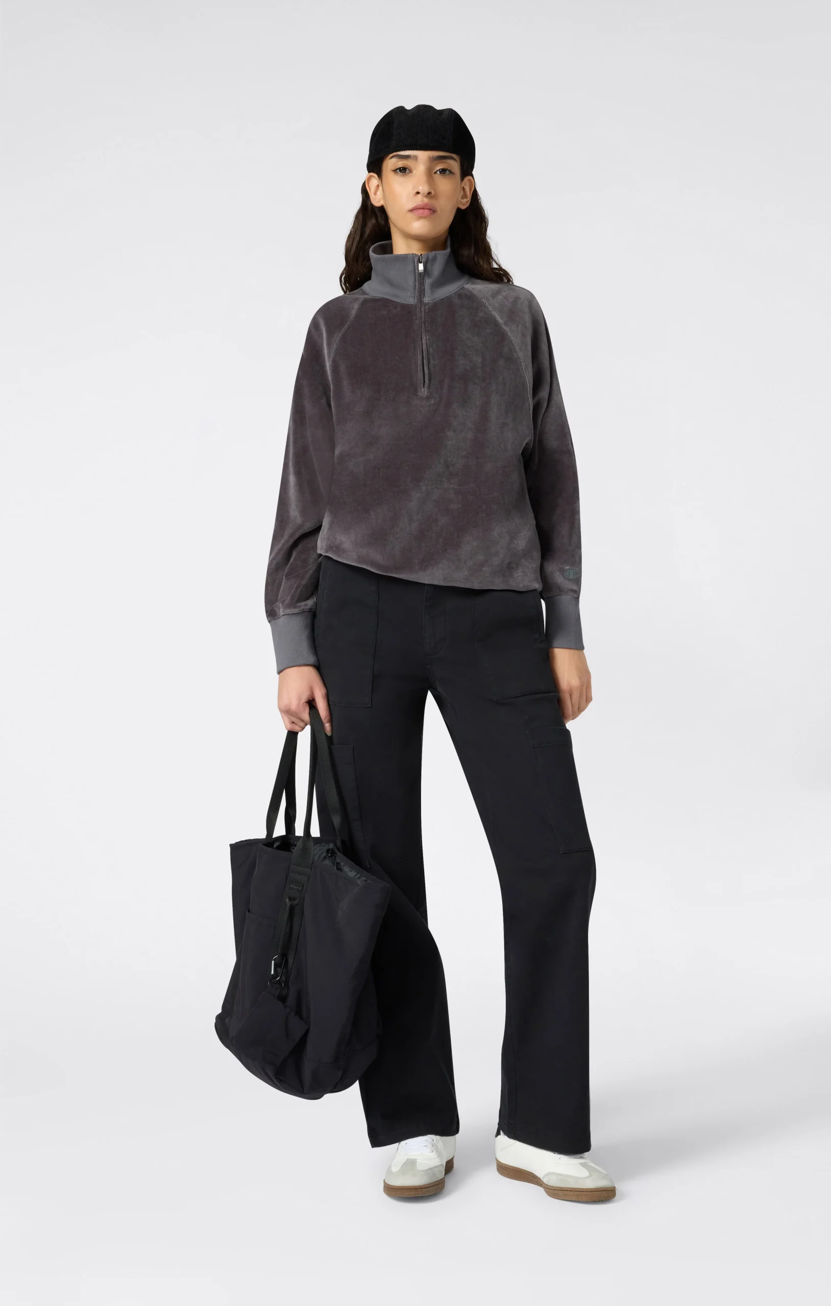 Women's Velour Half Zip Sweatshirt - Imagen 3