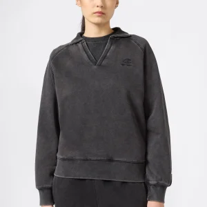 Women's Washed Polo Neck Fleece Sweatshirt Icons