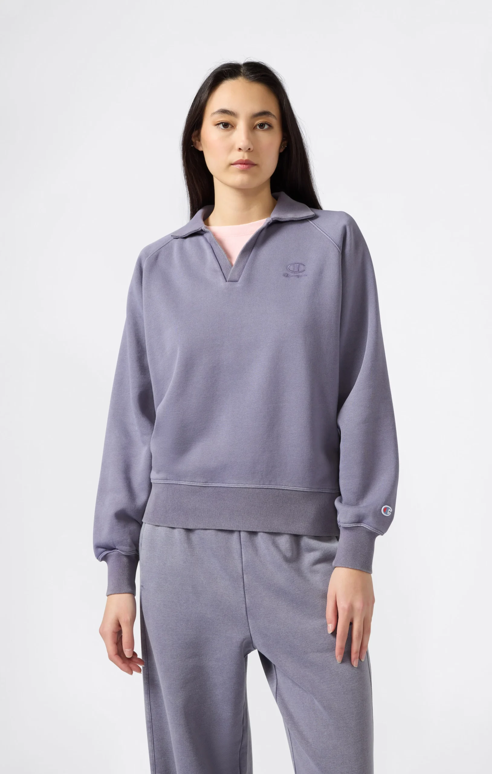 Women’s Washed Polo Neck Fleece Sweatshirt Icons