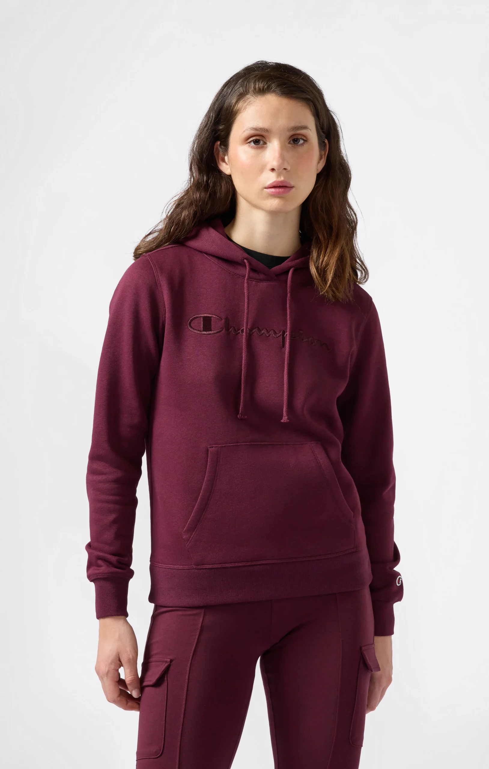 Women’s Fleece Hoodie with Big Embroidered Logo Icons
