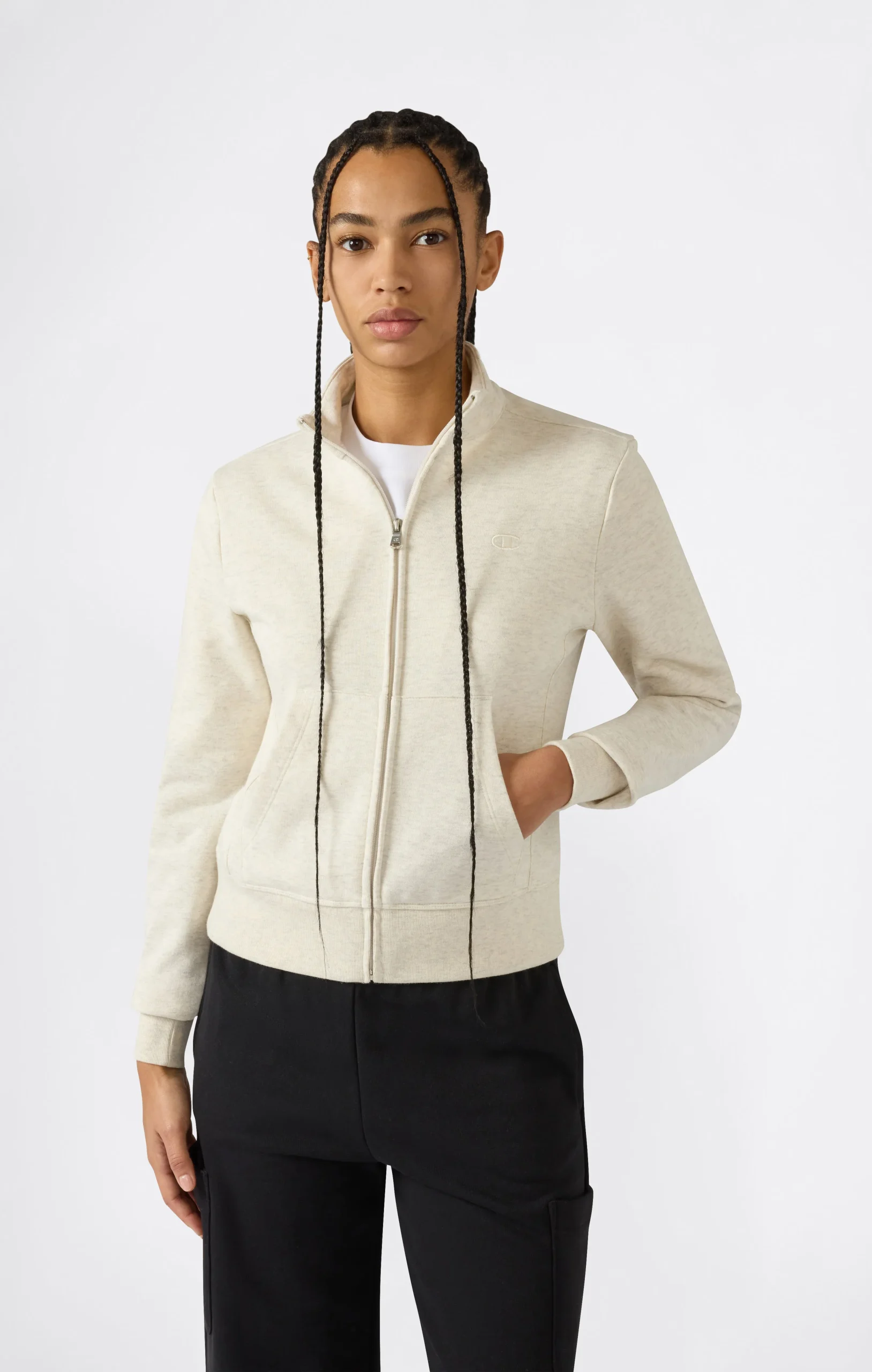 Women’s Lightweight Full Zip Sweatshirt with Tonal Embroidered “C” Logo Icons