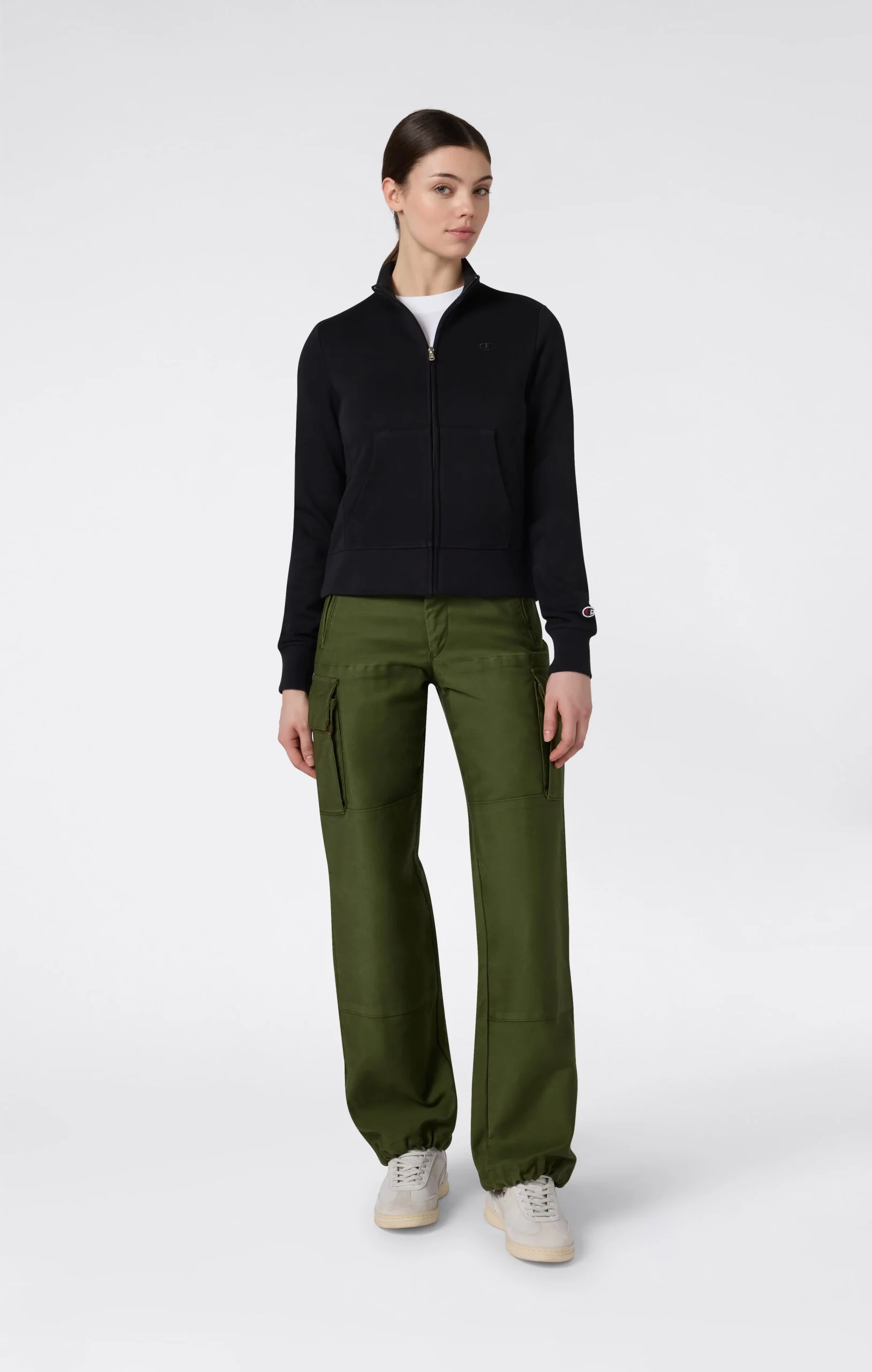 Women’s Lightweight Full Zip Sweatshirt with Tonal Embroidered “C” Logo Icons - Imagen 3