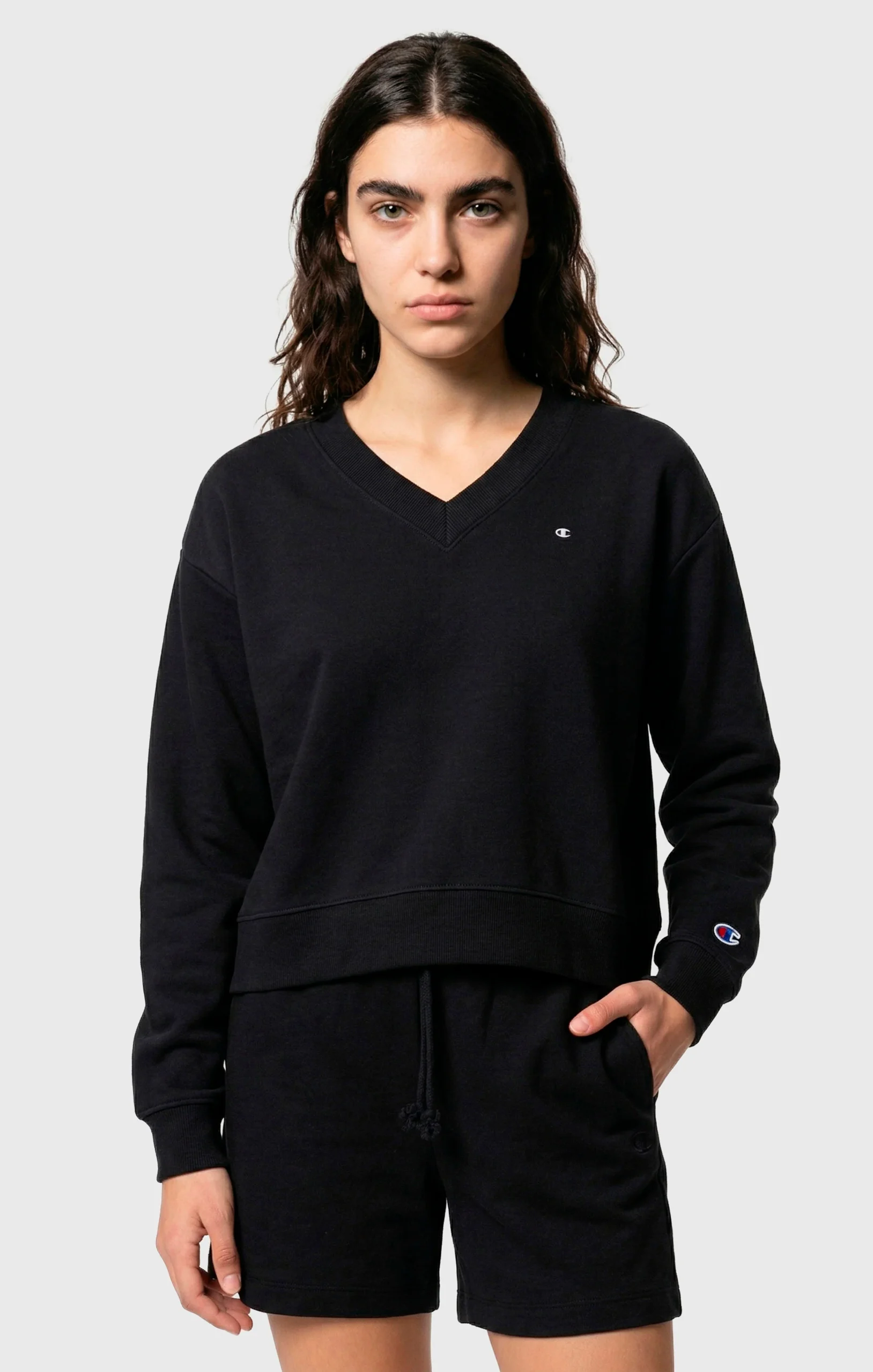 Women’s Lightweight Reverse Weave V-Neck Sweatshirt