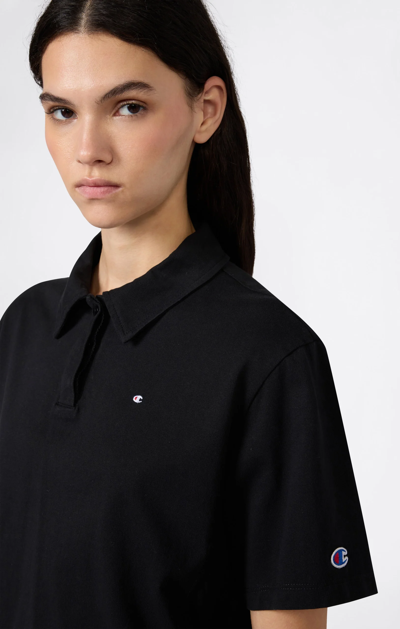 Women’s Cropped Cotton Jersey Polo Shirt - Imagen 3