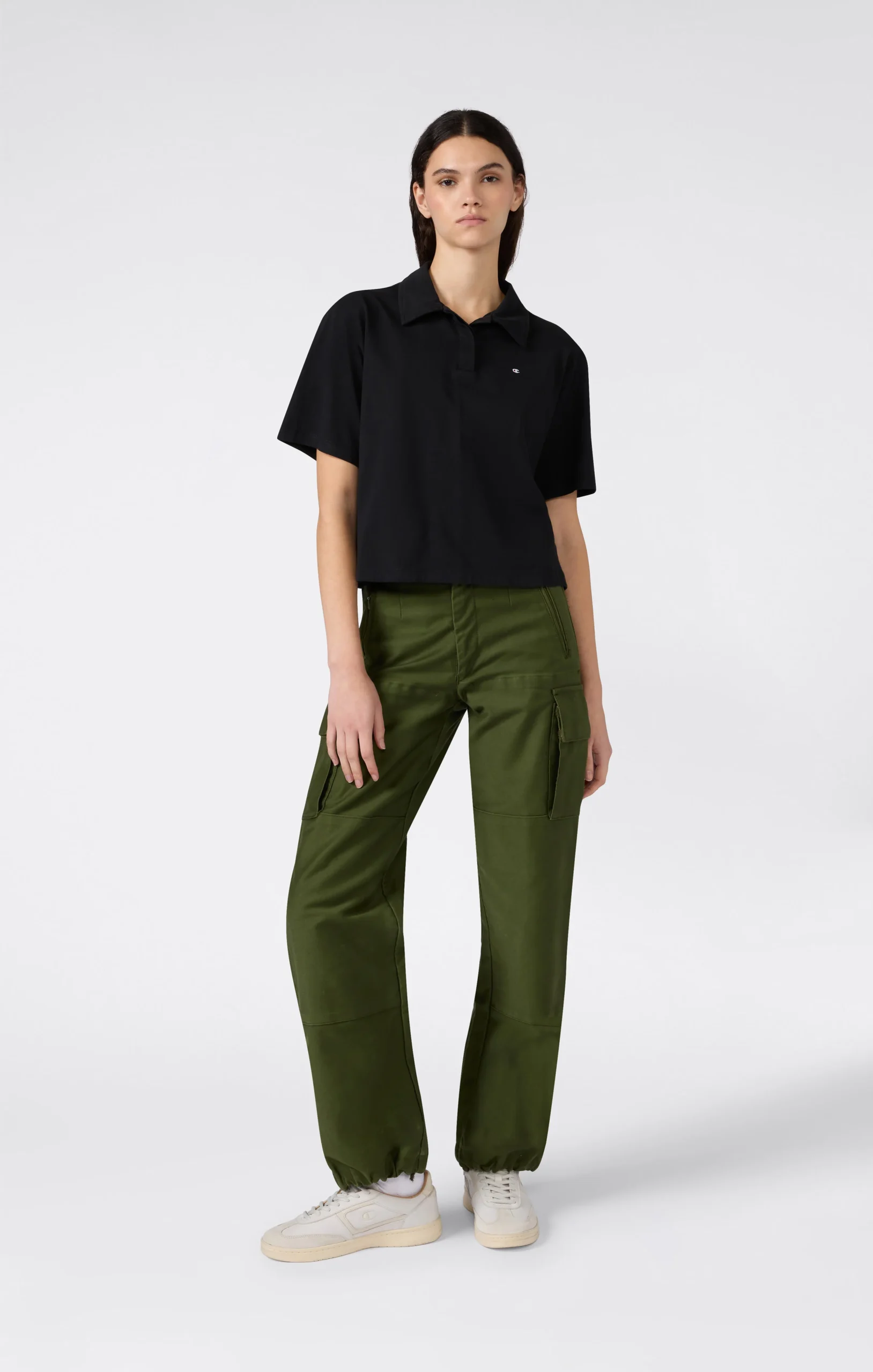 Women’s Cropped Cotton Jersey Polo Shirt - Imagen 5