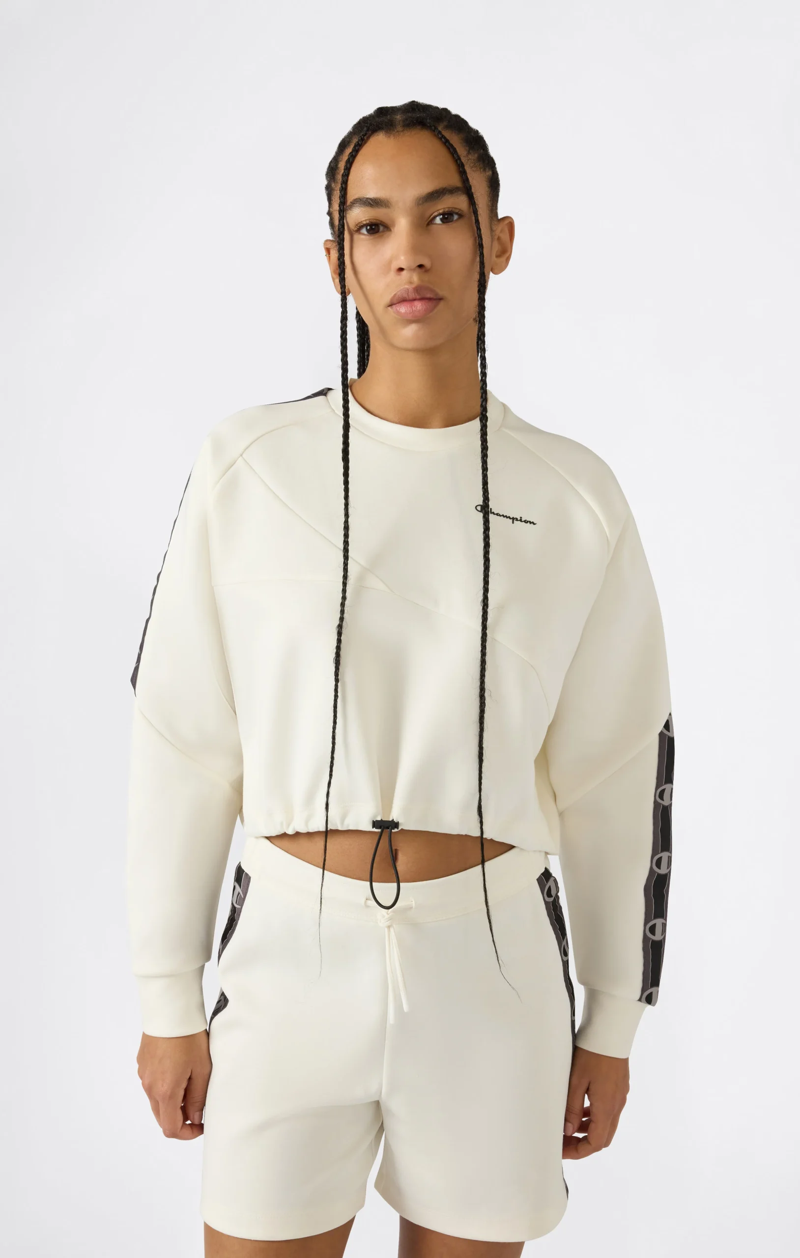 Women’s Cropped Interlock Crewneck Sweatshirt with Tape Logo