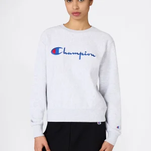 Women’s Lightweight Reverse Weave Crewneck Sweatshirt with Embroidered Logo