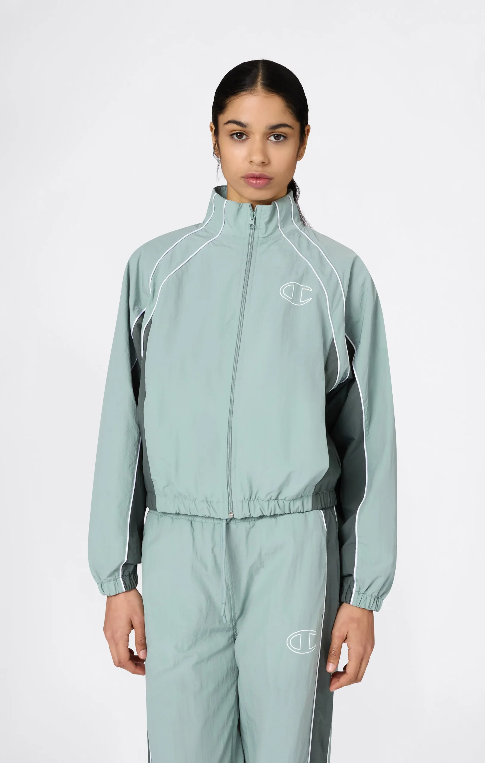 Women’s Woven Nylon Full-Zip Track Top Loose Fit