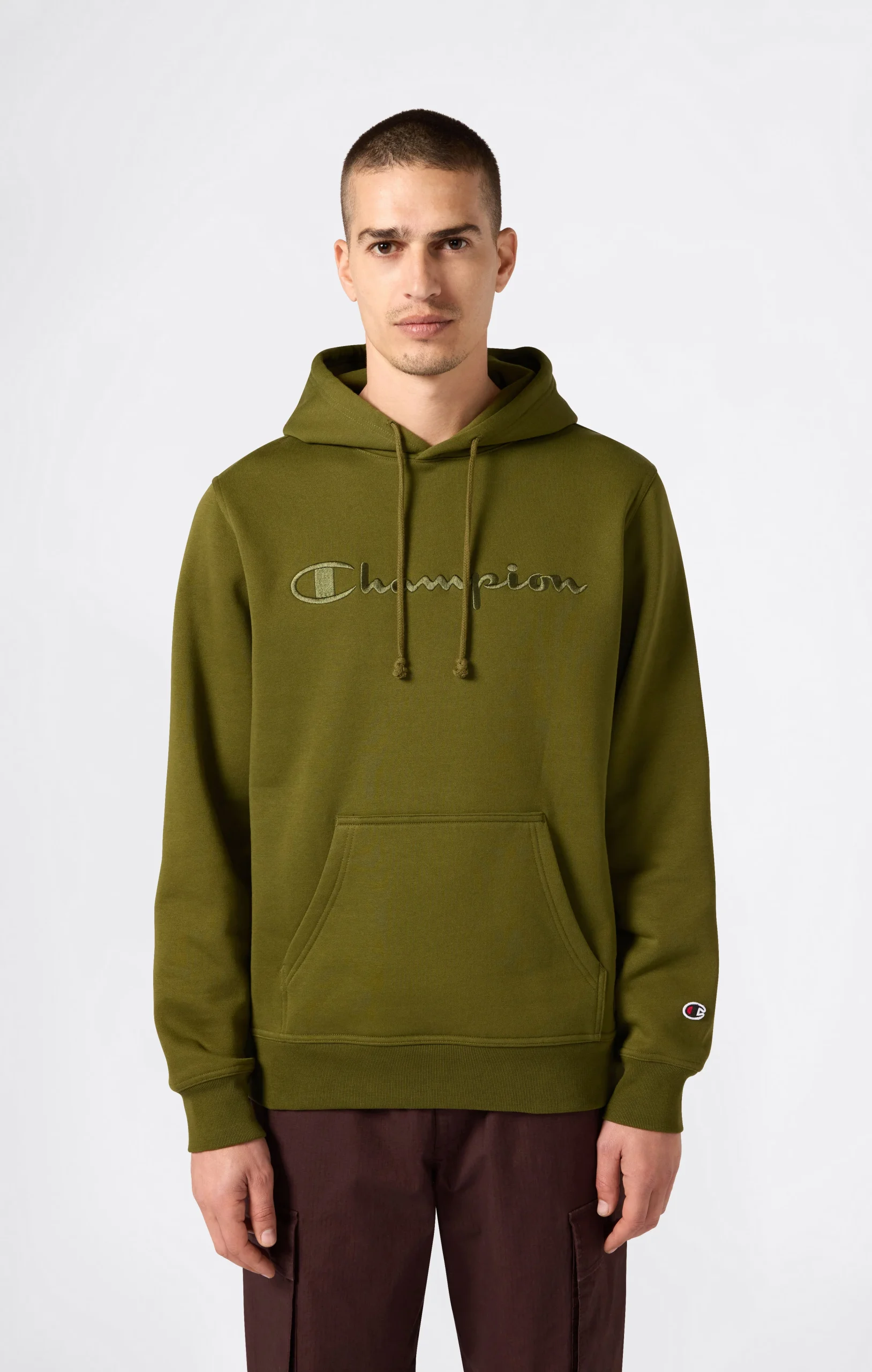 Men’s Fleece Hoodie with Big Embroidered Logo Icons