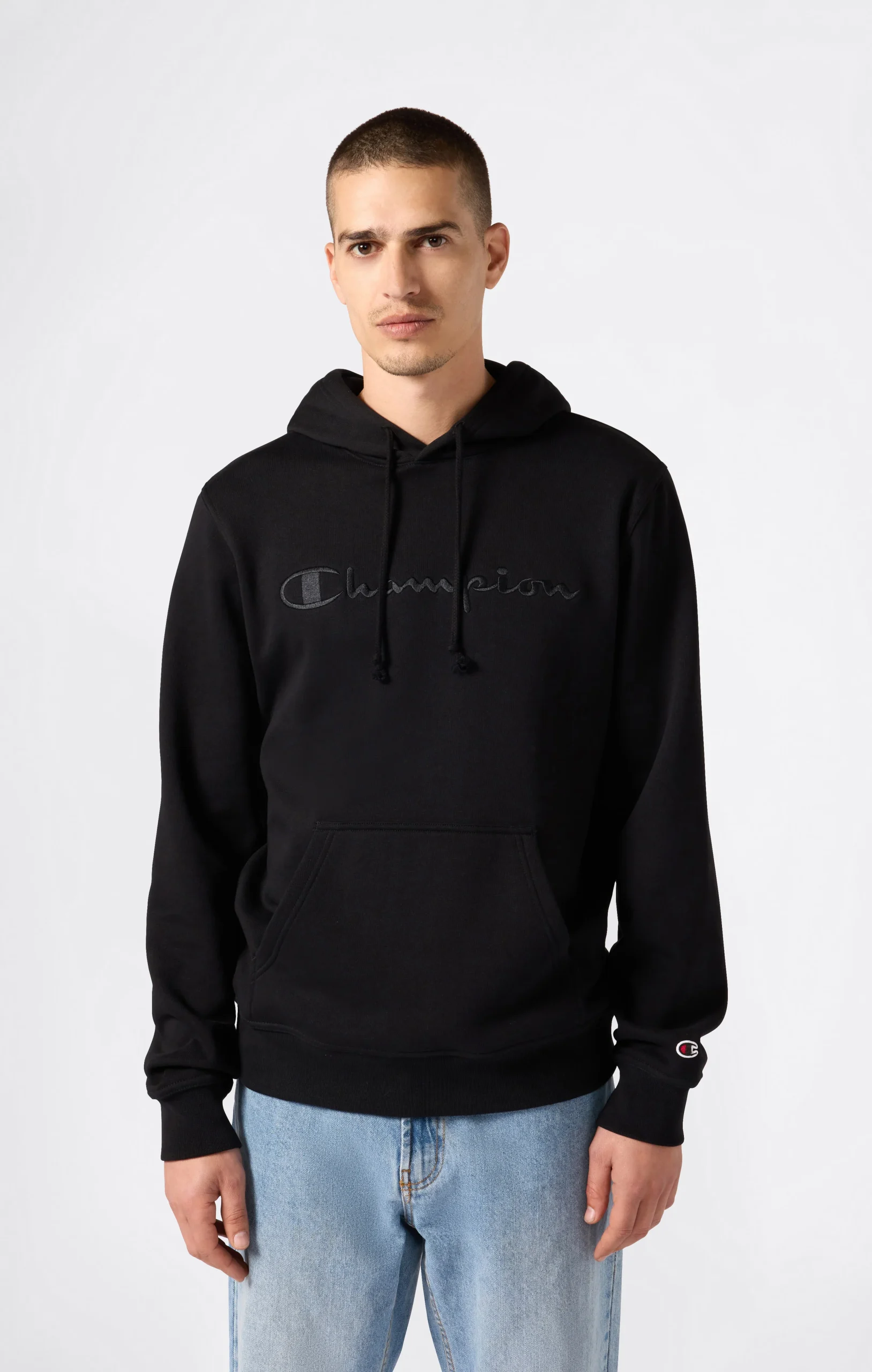 Men’s Fleece Hoodie with Big Embroidered Logo Icons