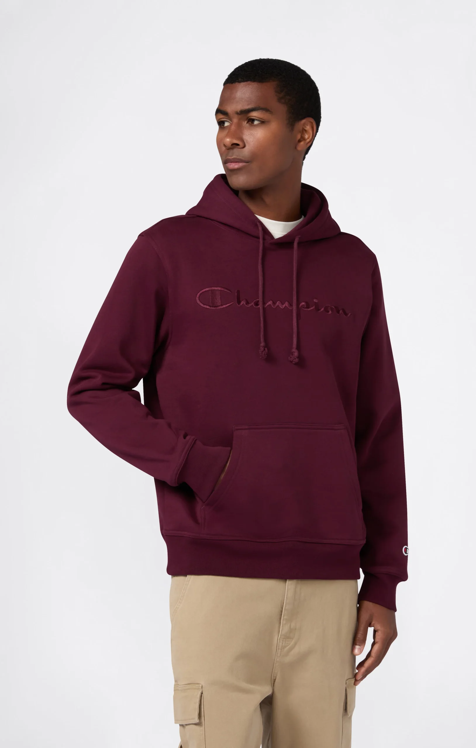 Men’s Fleece Hoodie with Big Embroidered Logo Icons