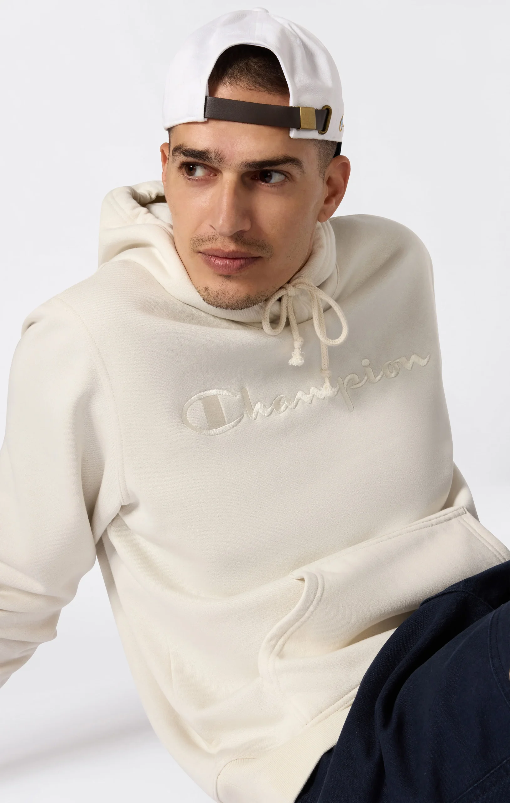 Men’s Fleece Hoodie with Big Embroidered Logo Icons