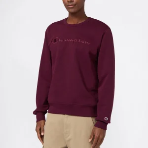 Men’s Fleece Crewneck Sweatshirt with Big Embroidered Logo Icons
