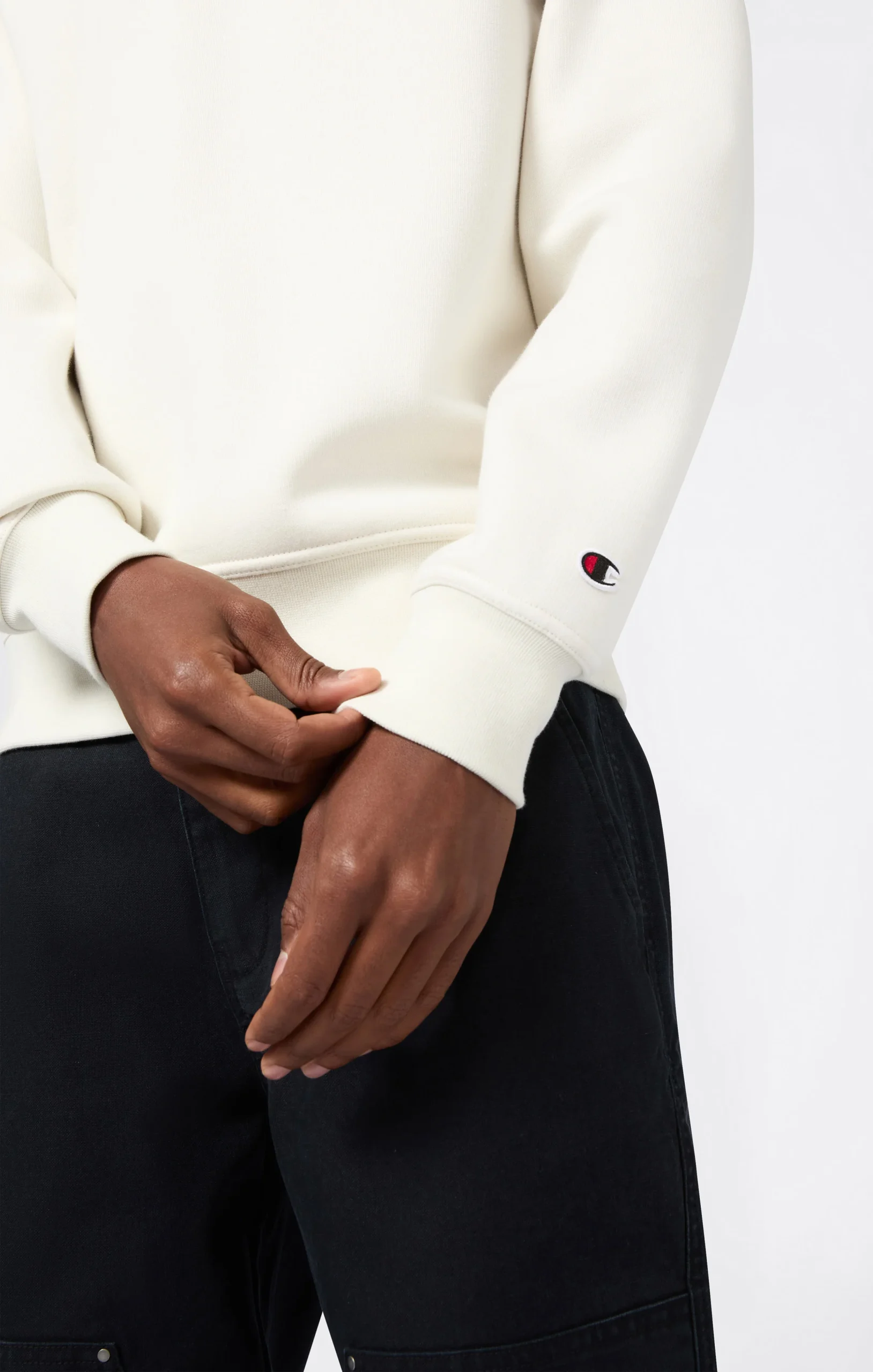 Men’s Fleece Crewneck Sweatshirt with Big Embroidered Logo Icons - Imagen 3