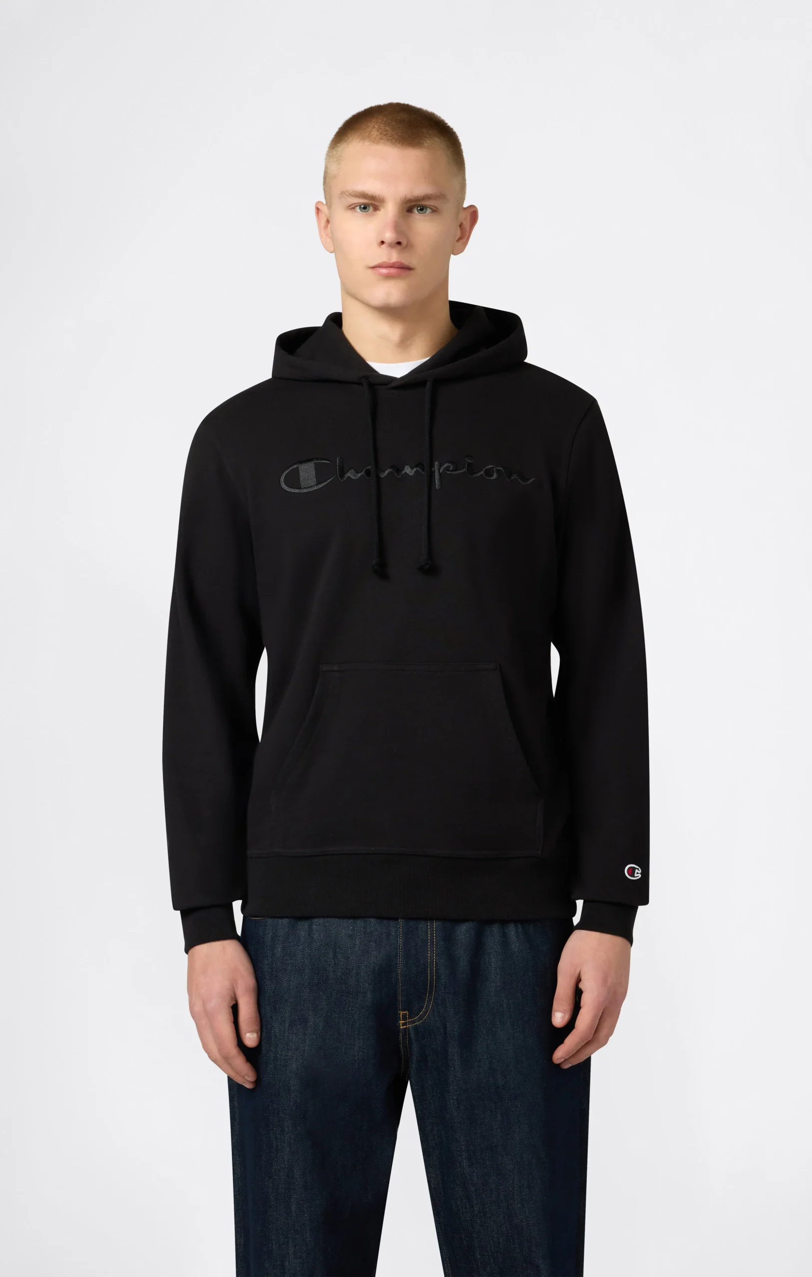 Men’s Lightweight Hoodie with Embroidered Logo Icons