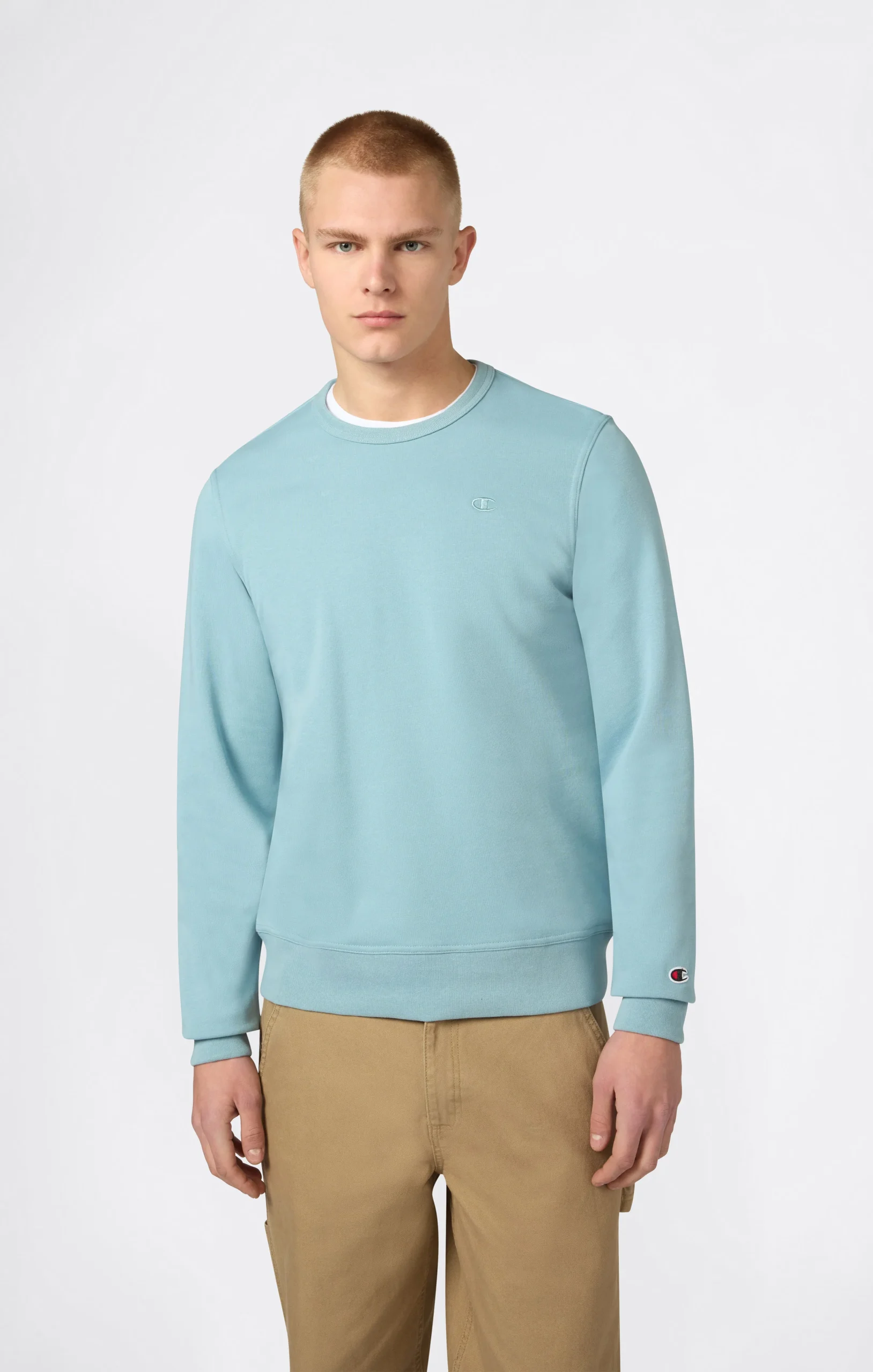 Men’s Lightweight Sweatshirt with Tone-on-Tone Embroidered Logo