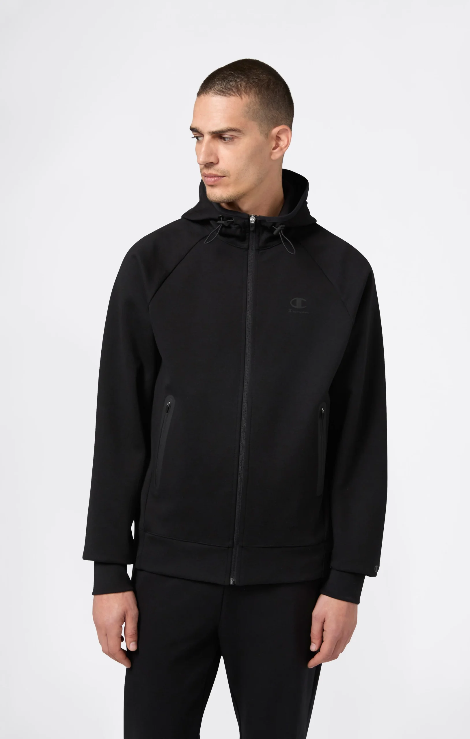 Men’s Stretch Poly-Cotton Full Zip Hooded Sweatshirt C-Tech