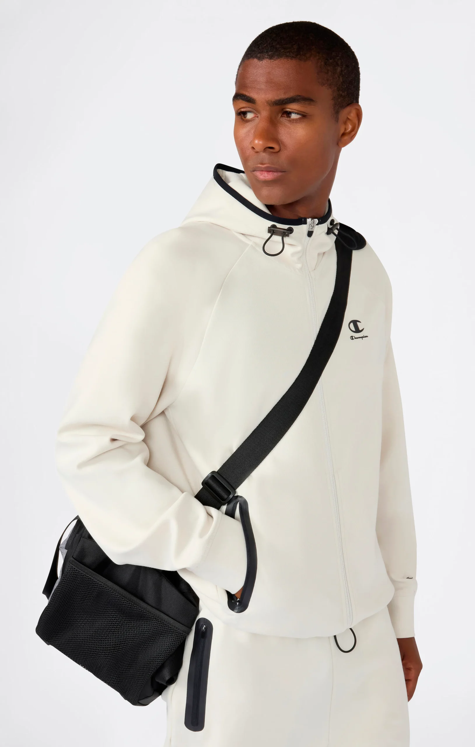 Men’s Stretch Poly-Cotton Full Zip Hooded Sweatshirt C-Tech - Imagen 4