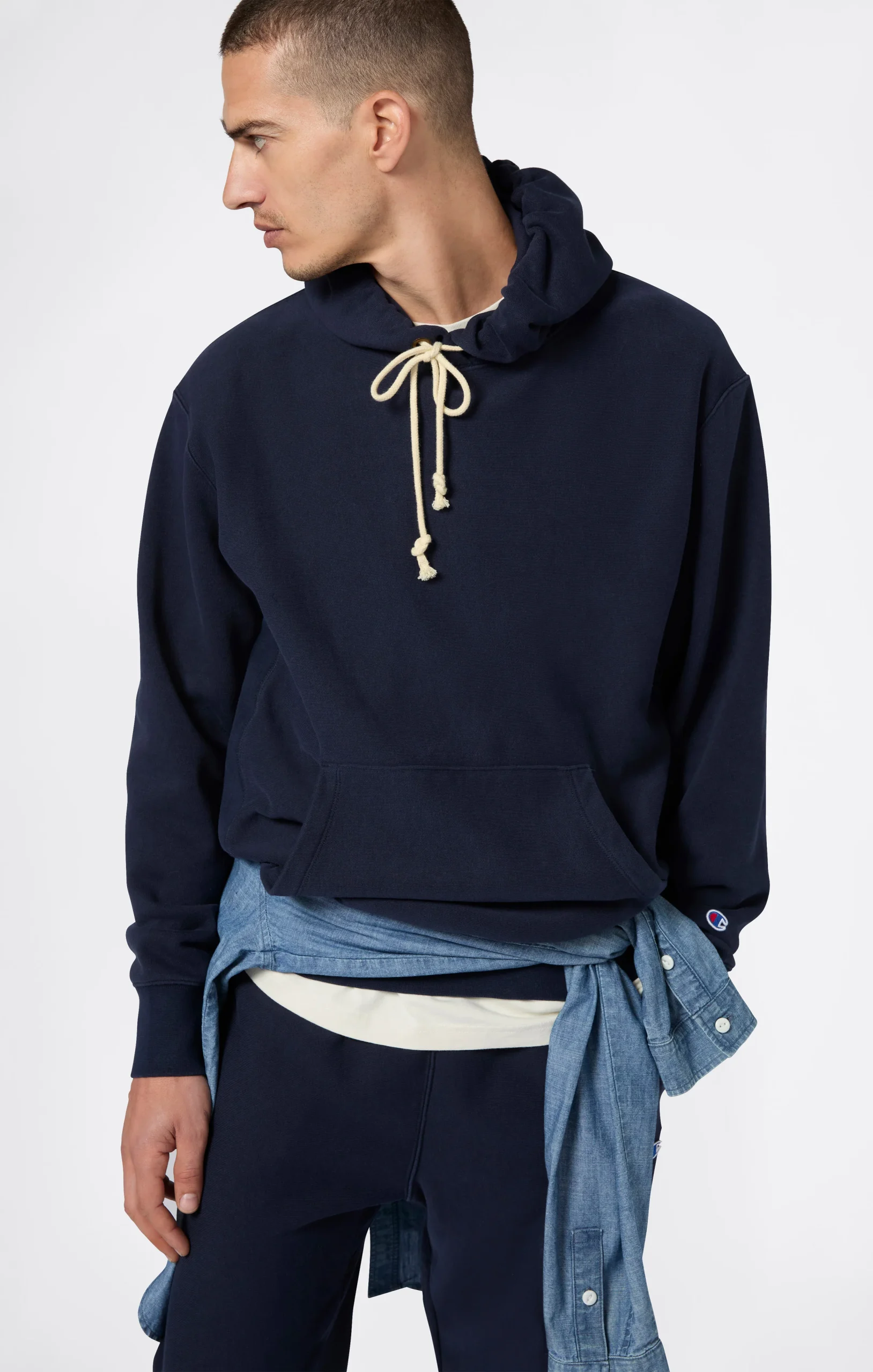 Men’s Lightweight Hooded Sweatshirt Reverse Weave - Imagen 4