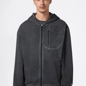 Men’s Washed Full Zip & Chest Zip Pocket Hoodie