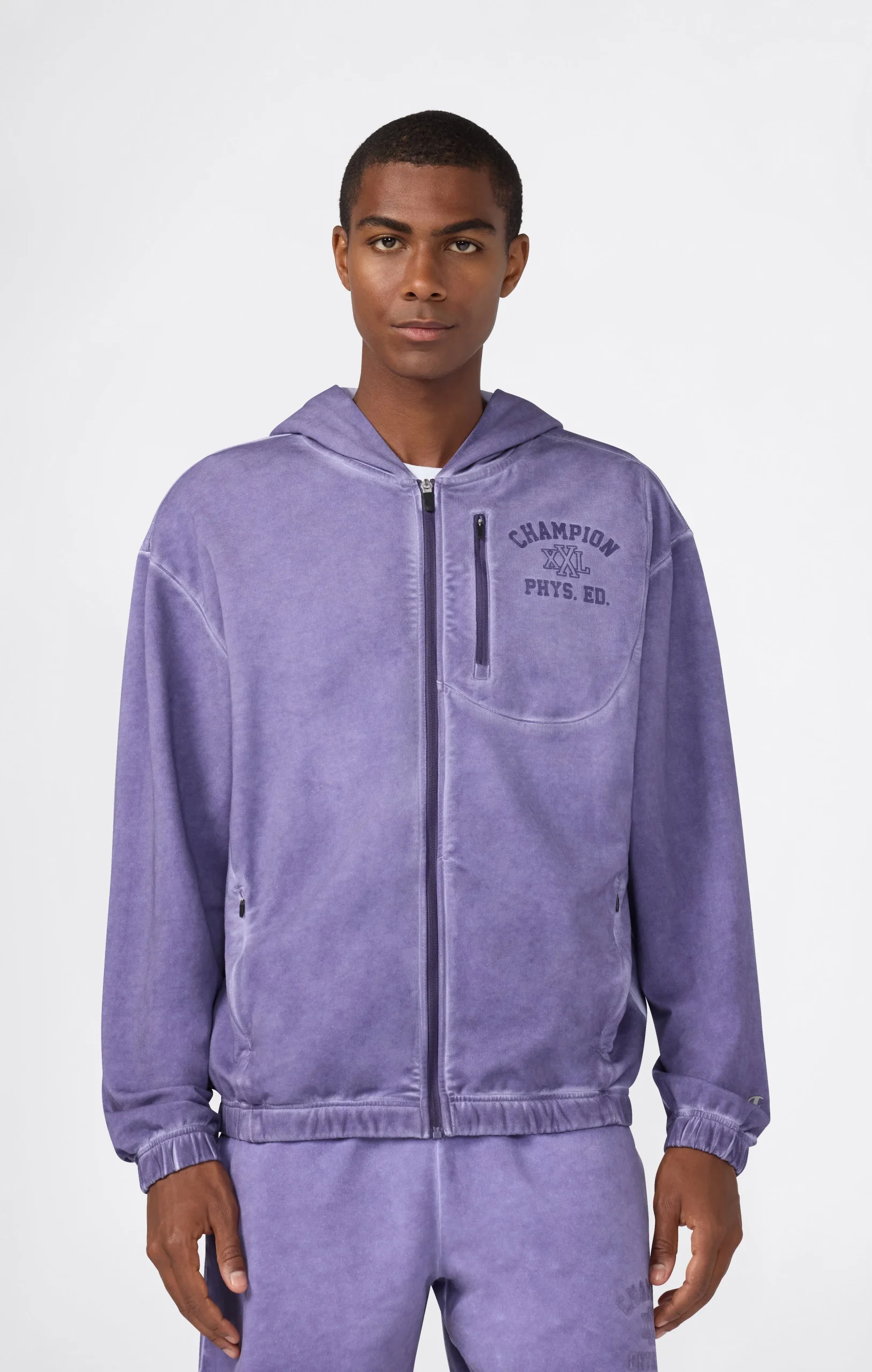 Men’s Washed Full Zip & Chest Zip Pocket Hoodie