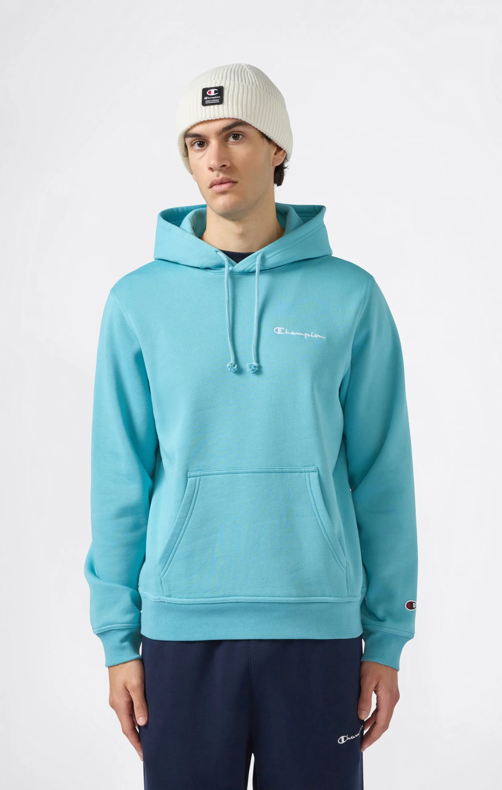Men’s Fleece Hoodie with Small Embroidered Logo Icons