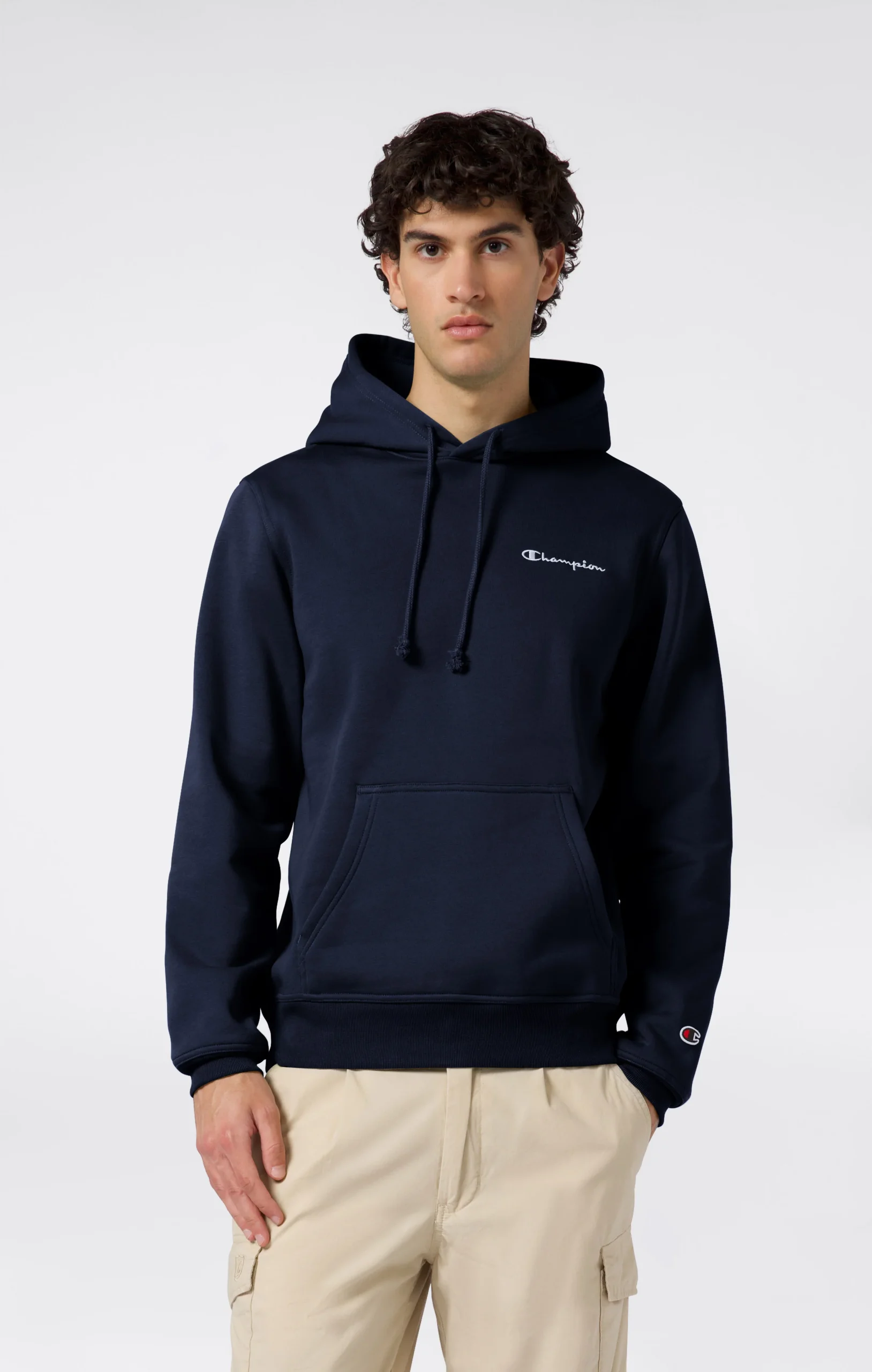 Men’s Fleece Hoodie with Small Embroidered Logo Icons