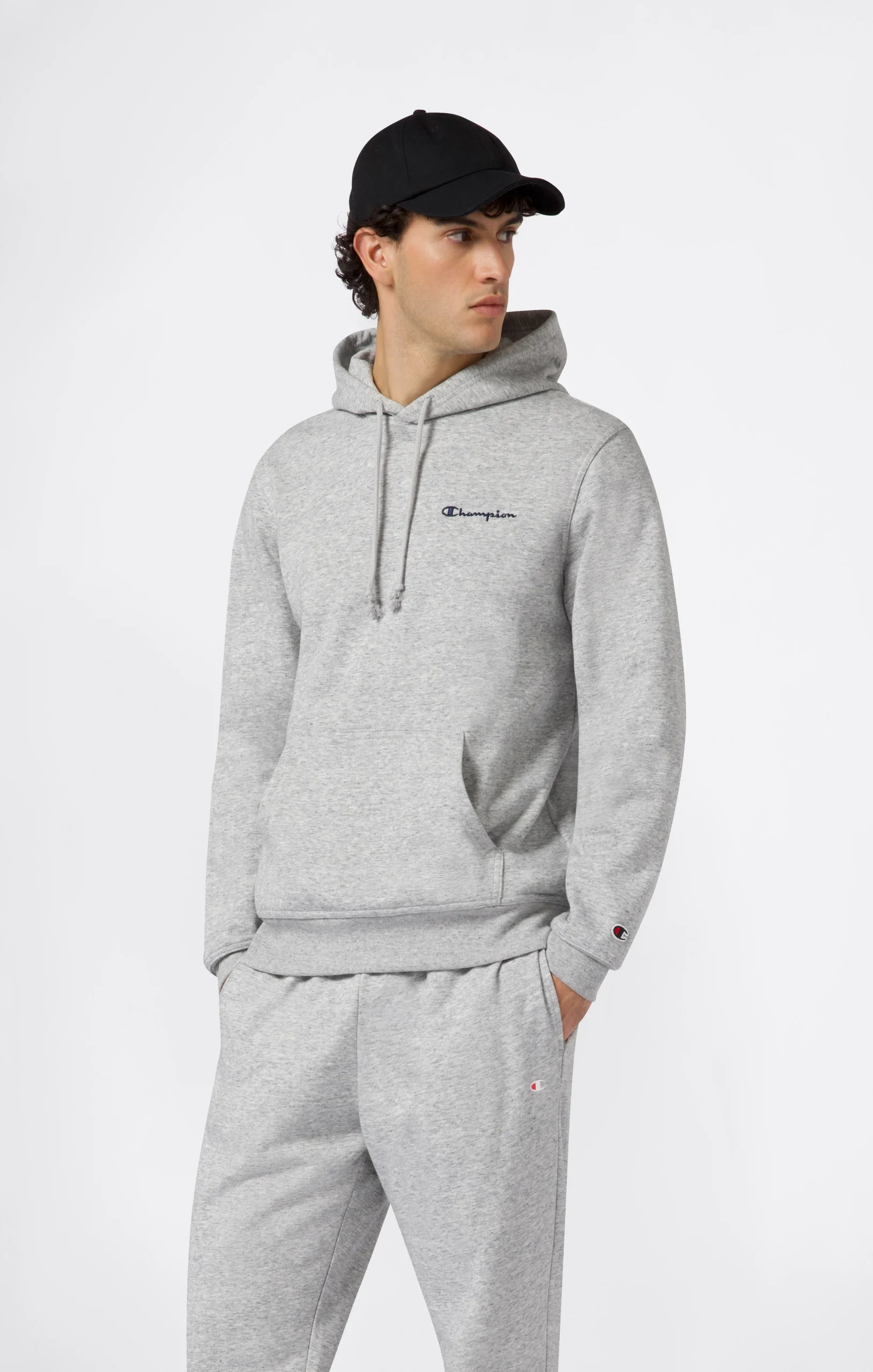 Men’s Fleece Hoodie with Small Embroidered Logo Icons