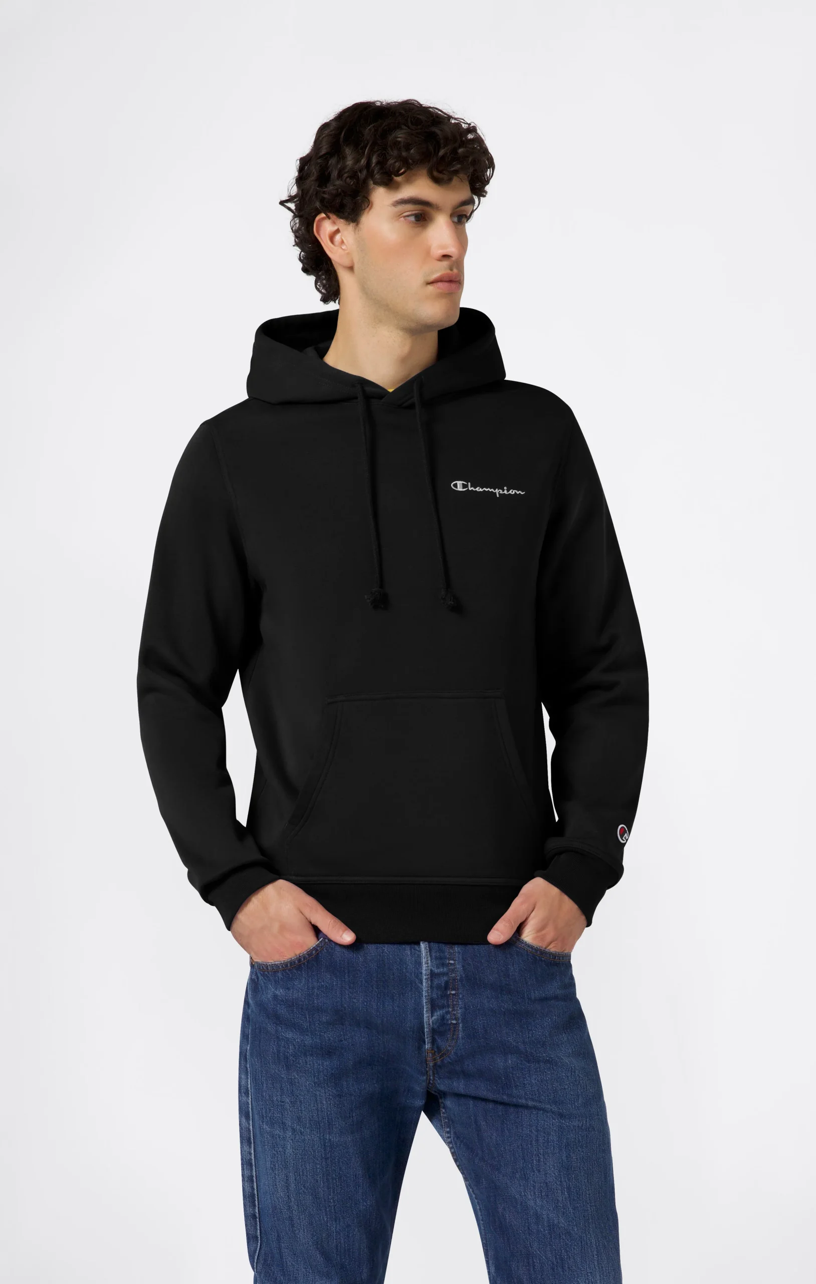 Men’s Fleece Hoodie with Small Embroidered Logo Icons