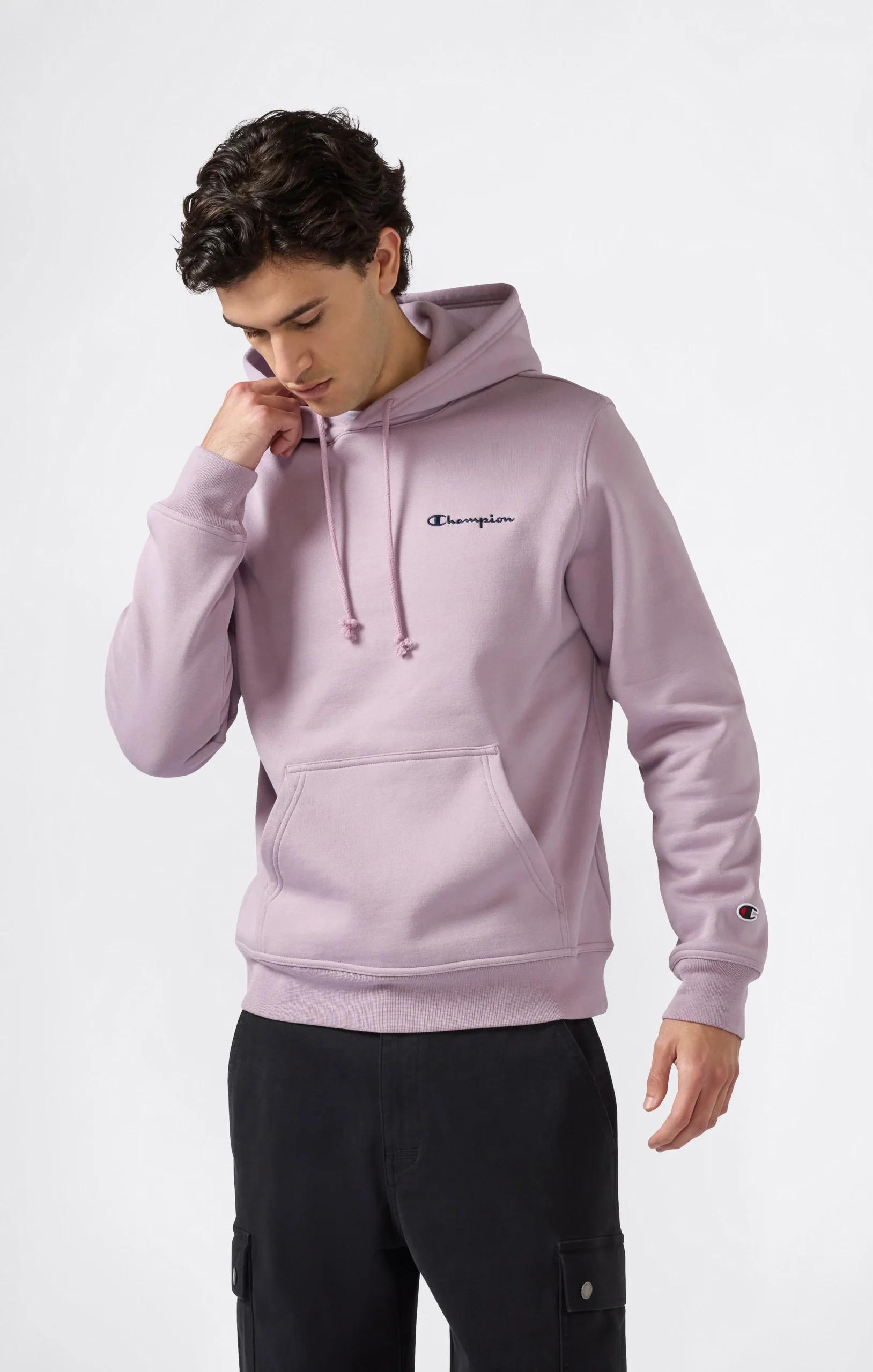 Men’s Fleece Hoodie with Small Embroidered Logo Icons