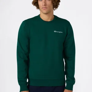 Men’s Fleece Crewneck Sweatshirt with Small Embroidered Logo Icons