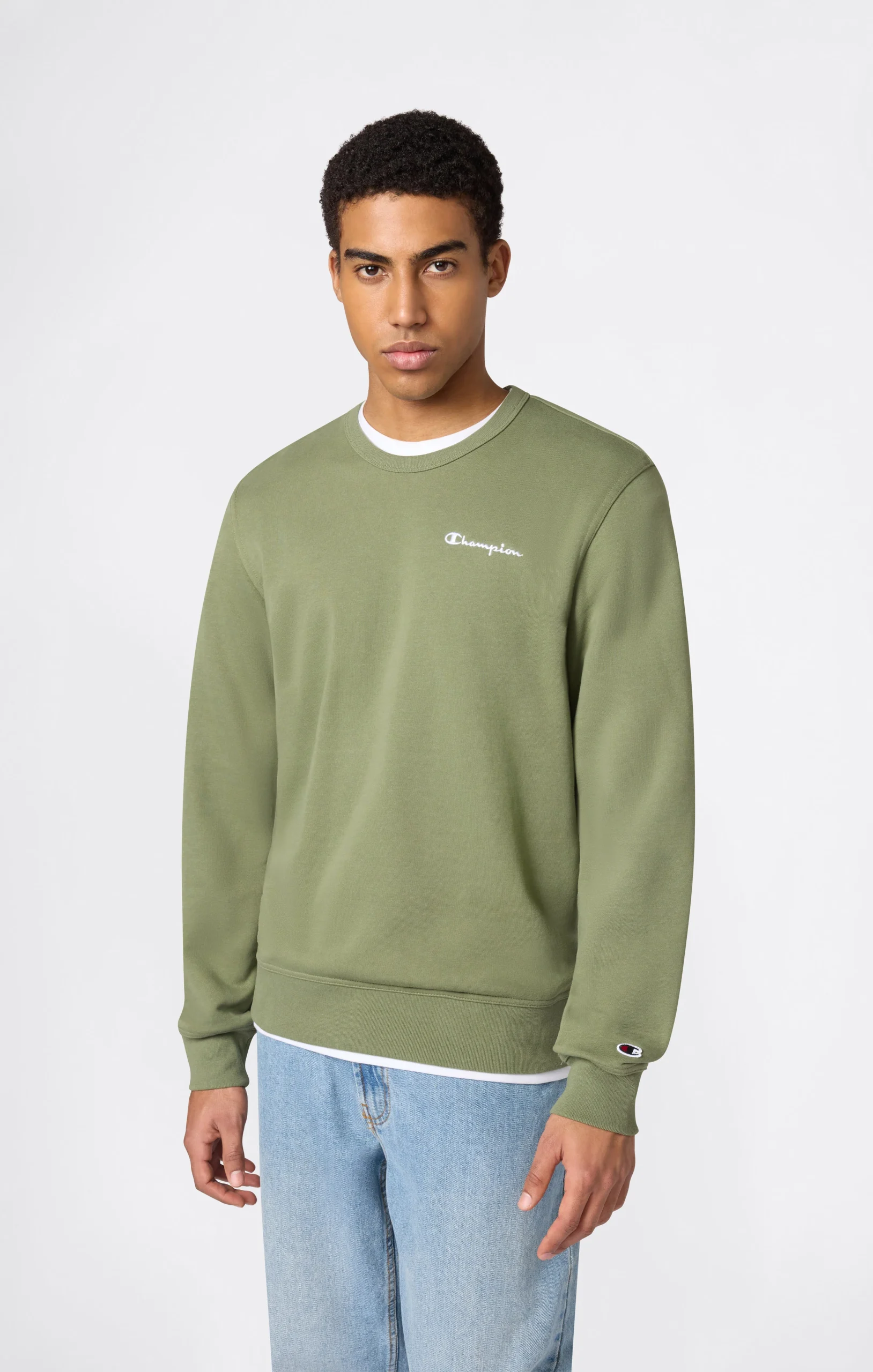 Men’s Lightweight Crewneck Sweatshirt with Embroidered Logo Icons