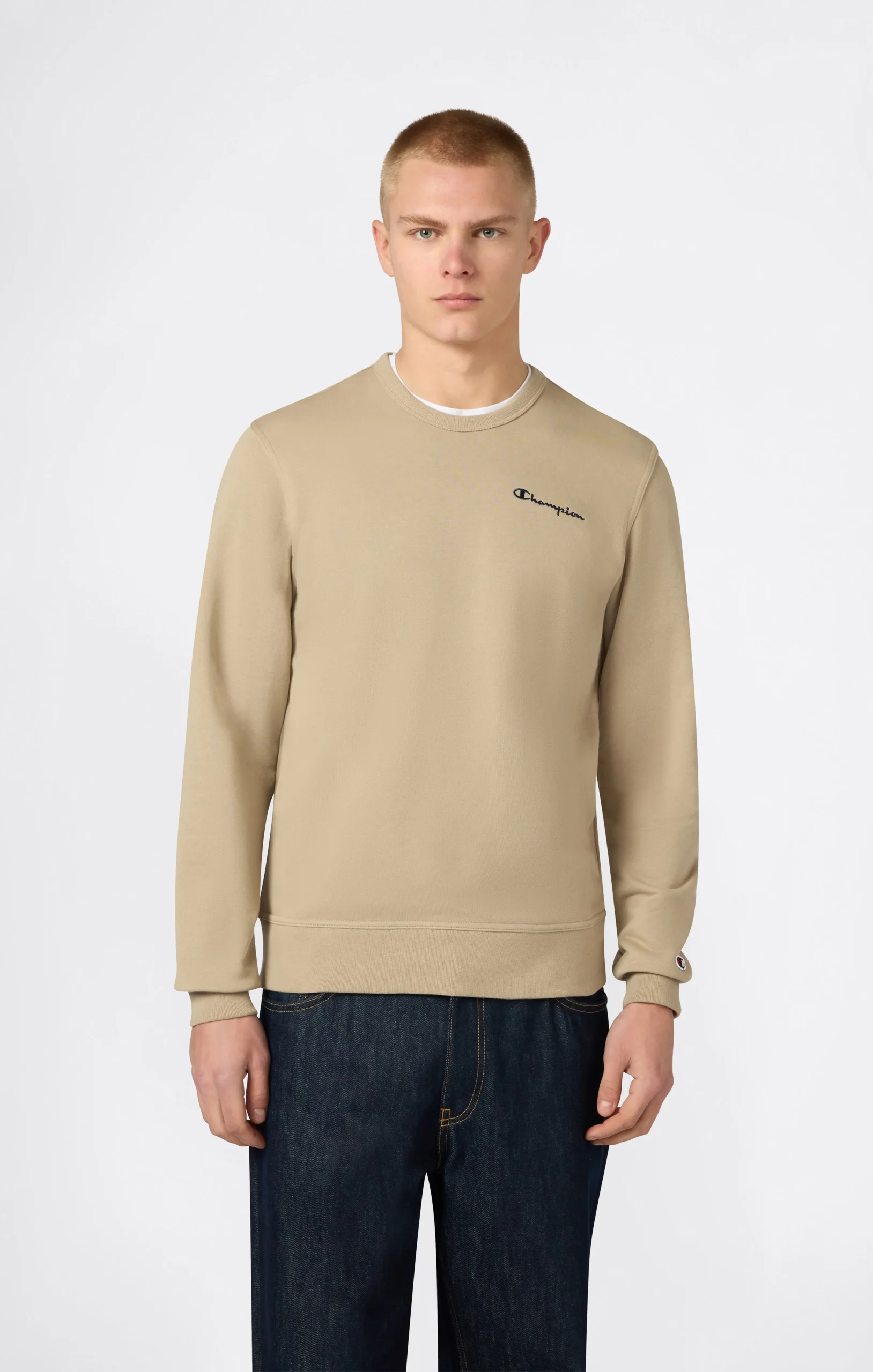 Men’s Lightweight Crewneck Sweatshirt with Embroidered Logo Icons