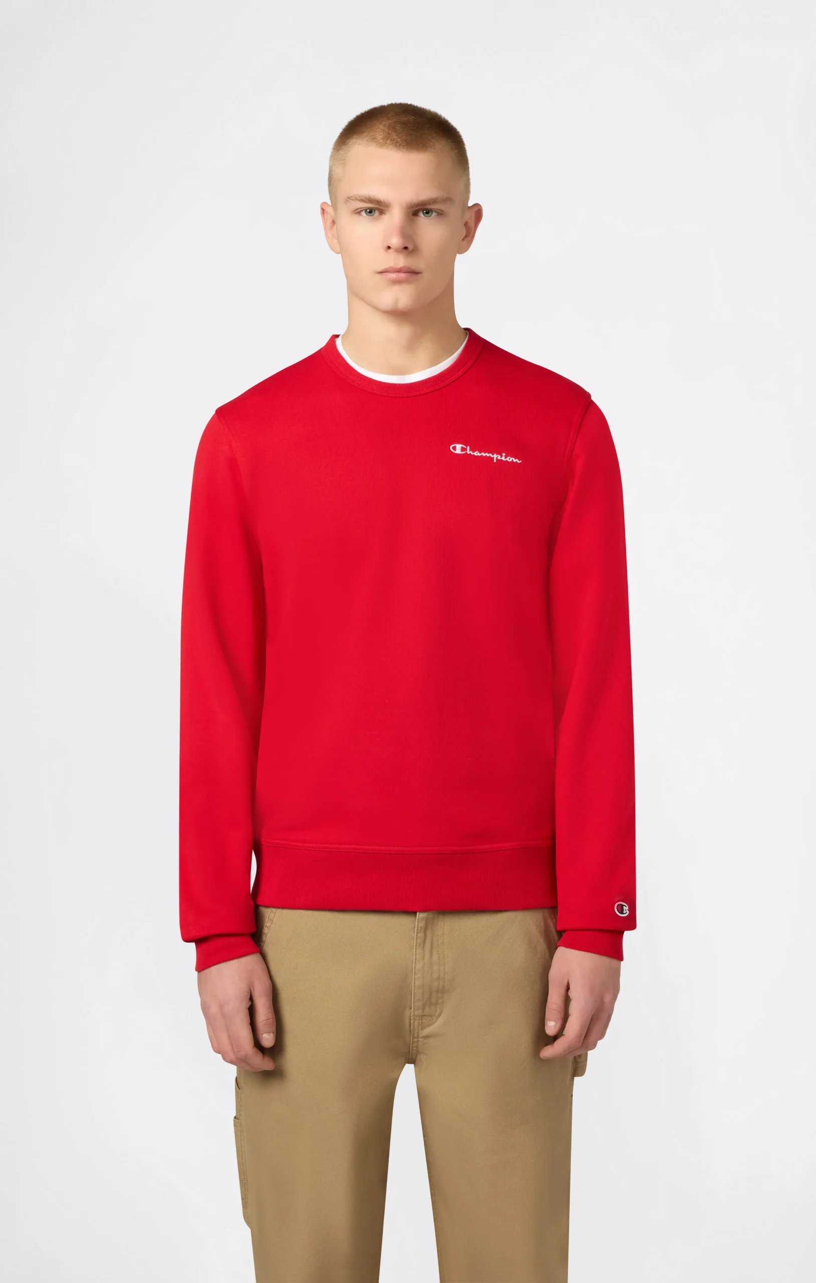 Men’s Lightweight Crewneck Sweatshirt with Embroidered Logo Icons