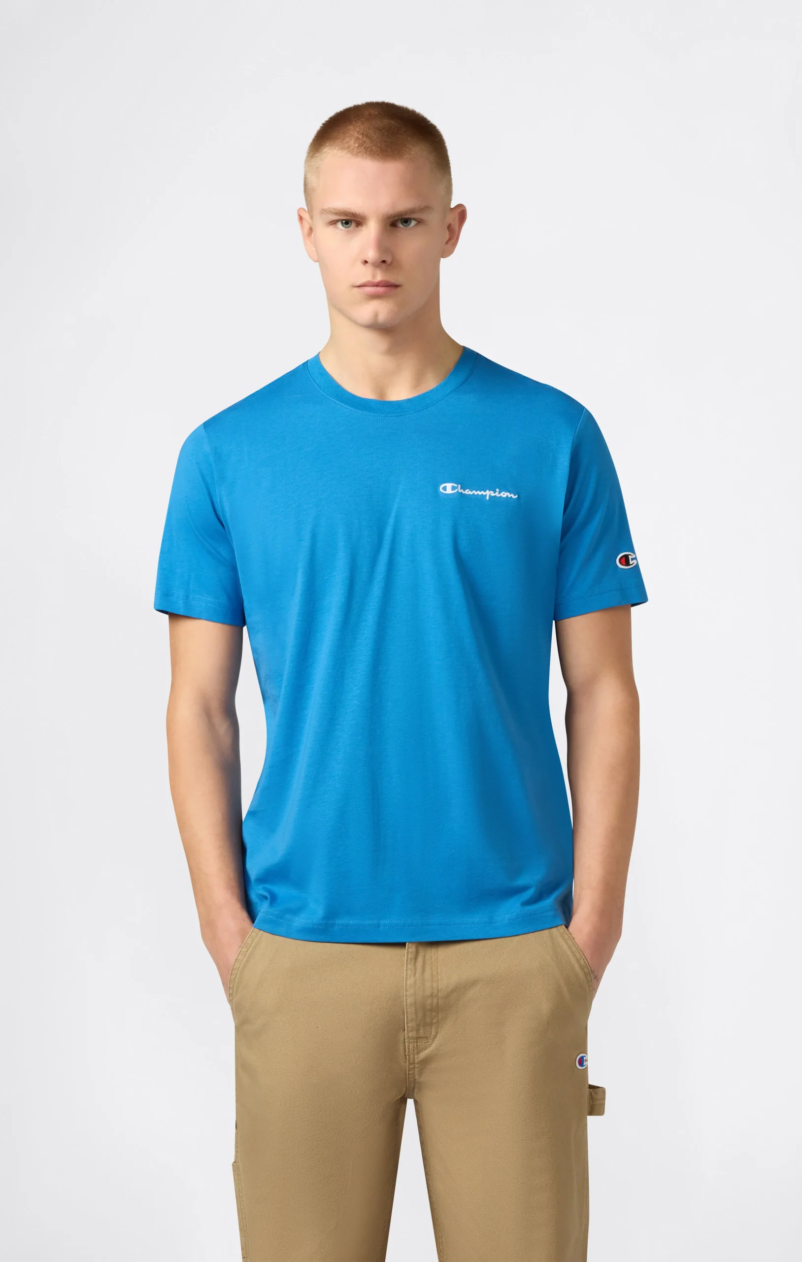 Men’s T-Shirt with Small Embroidered Logo Icons