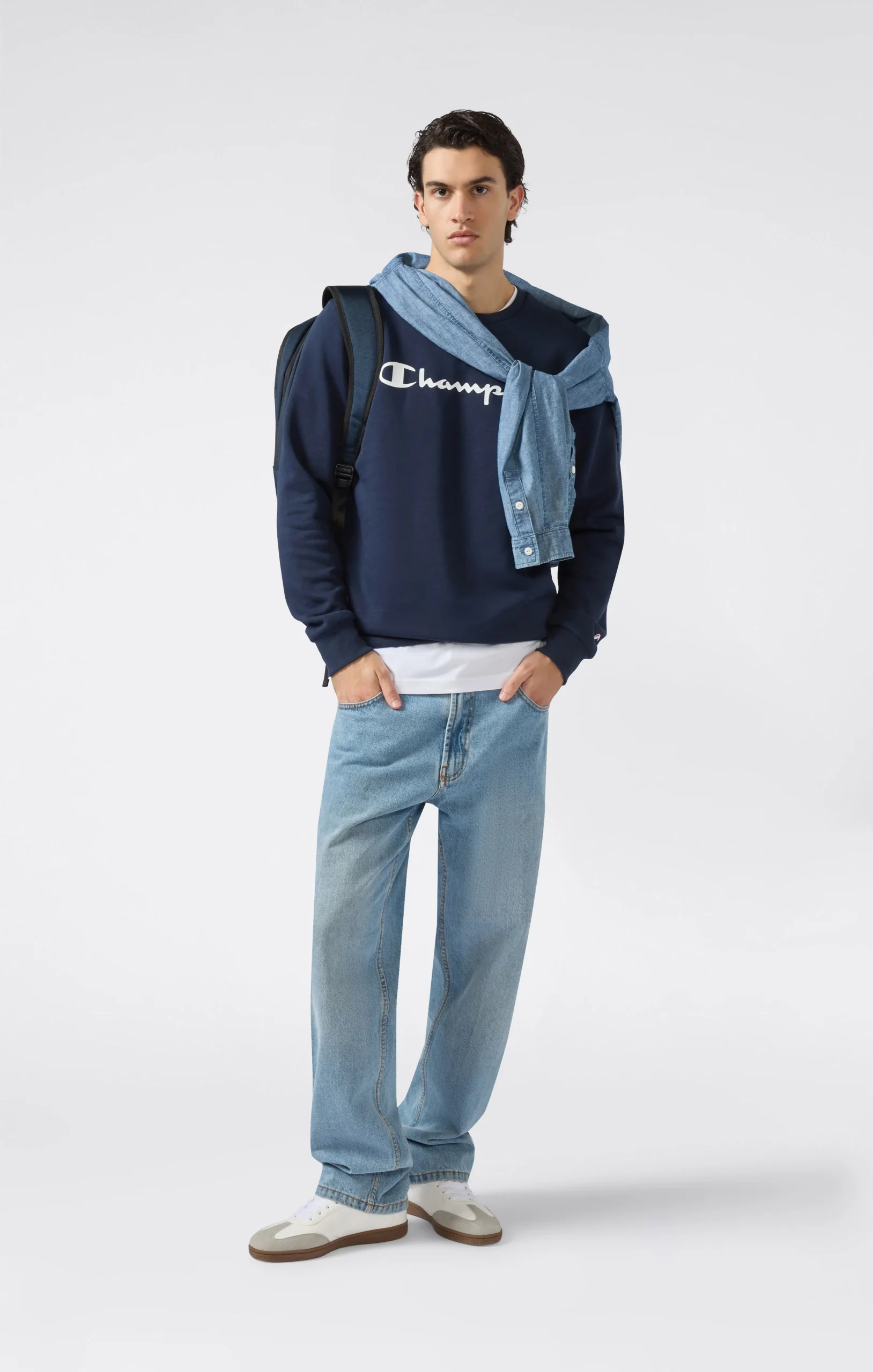 Men’s Fleece Crewneck Sweatshirt Script Logo - Imagen 3