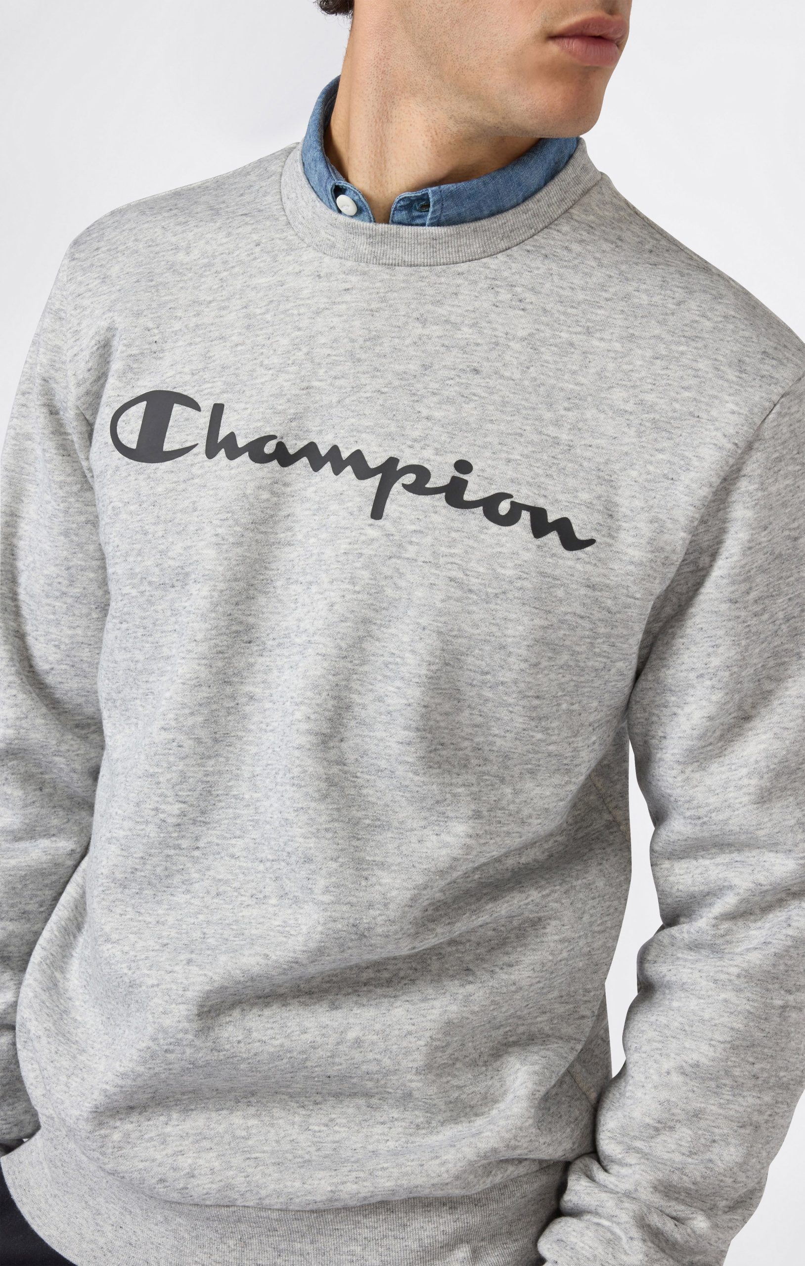 Men’s Fleece Crewneck Sweatshirt Script Logo - Imagen 4