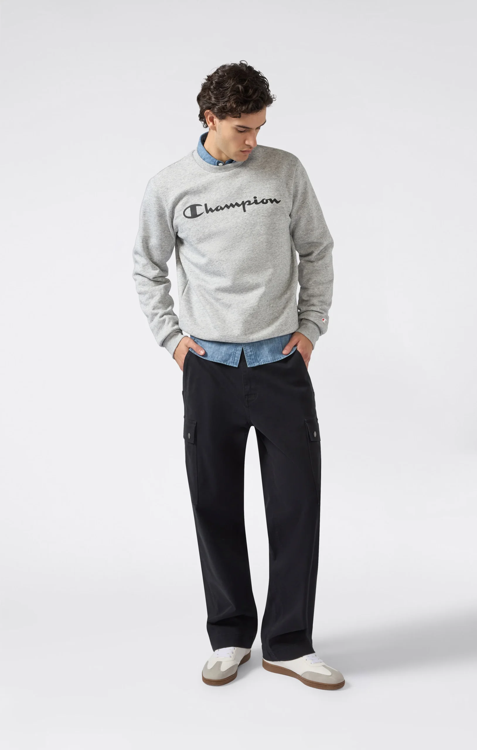 Men’s Fleece Crewneck Sweatshirt Script Logo - Imagen 3