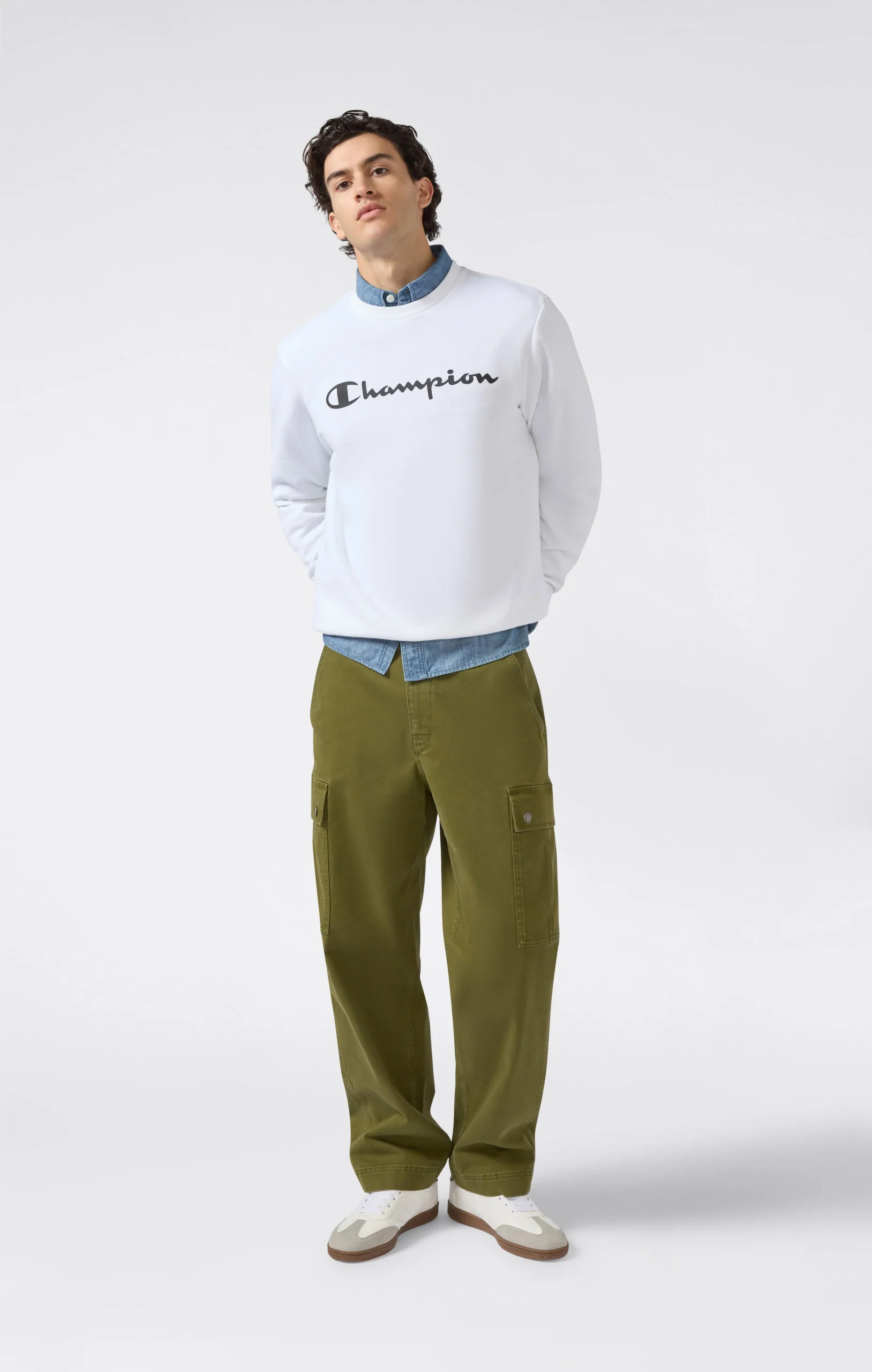 Men’s Fleece Crewneck Sweatshirt Script Logo - Imagen 5