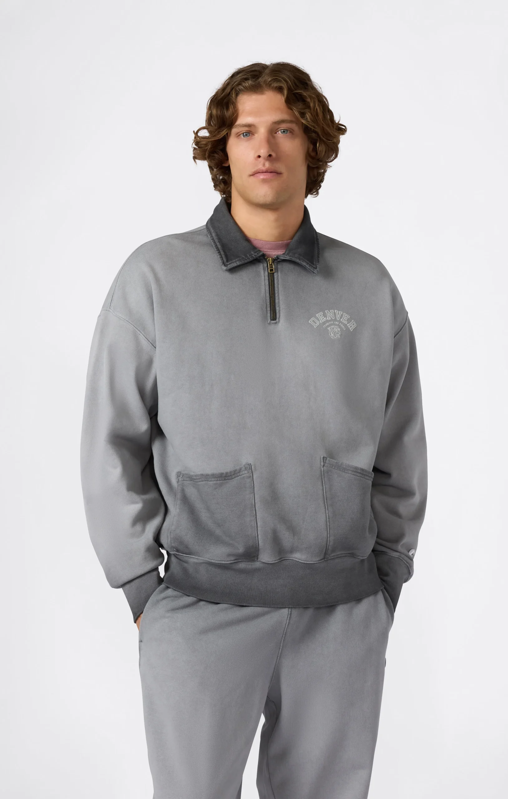 Men’s Washed Polo Half-Zip Neck Heavyweight Sweatshirt Time Capsule