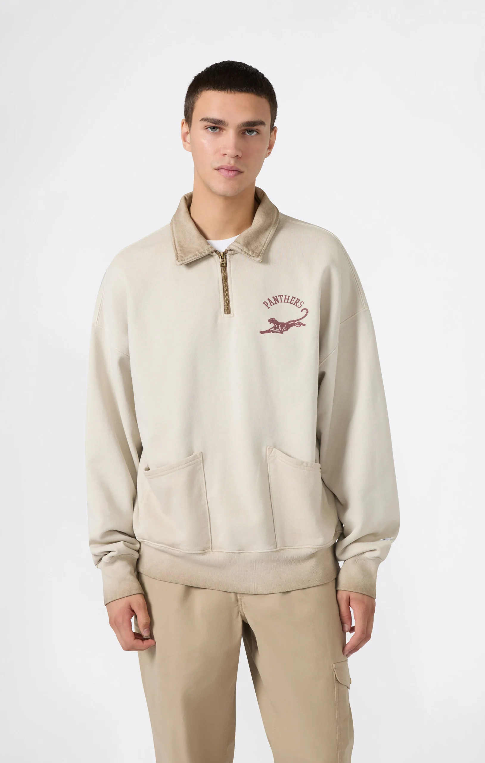 Men’s Washed Polo Half-Zip Neck Heavyweight Sweatshirt Time Capsule