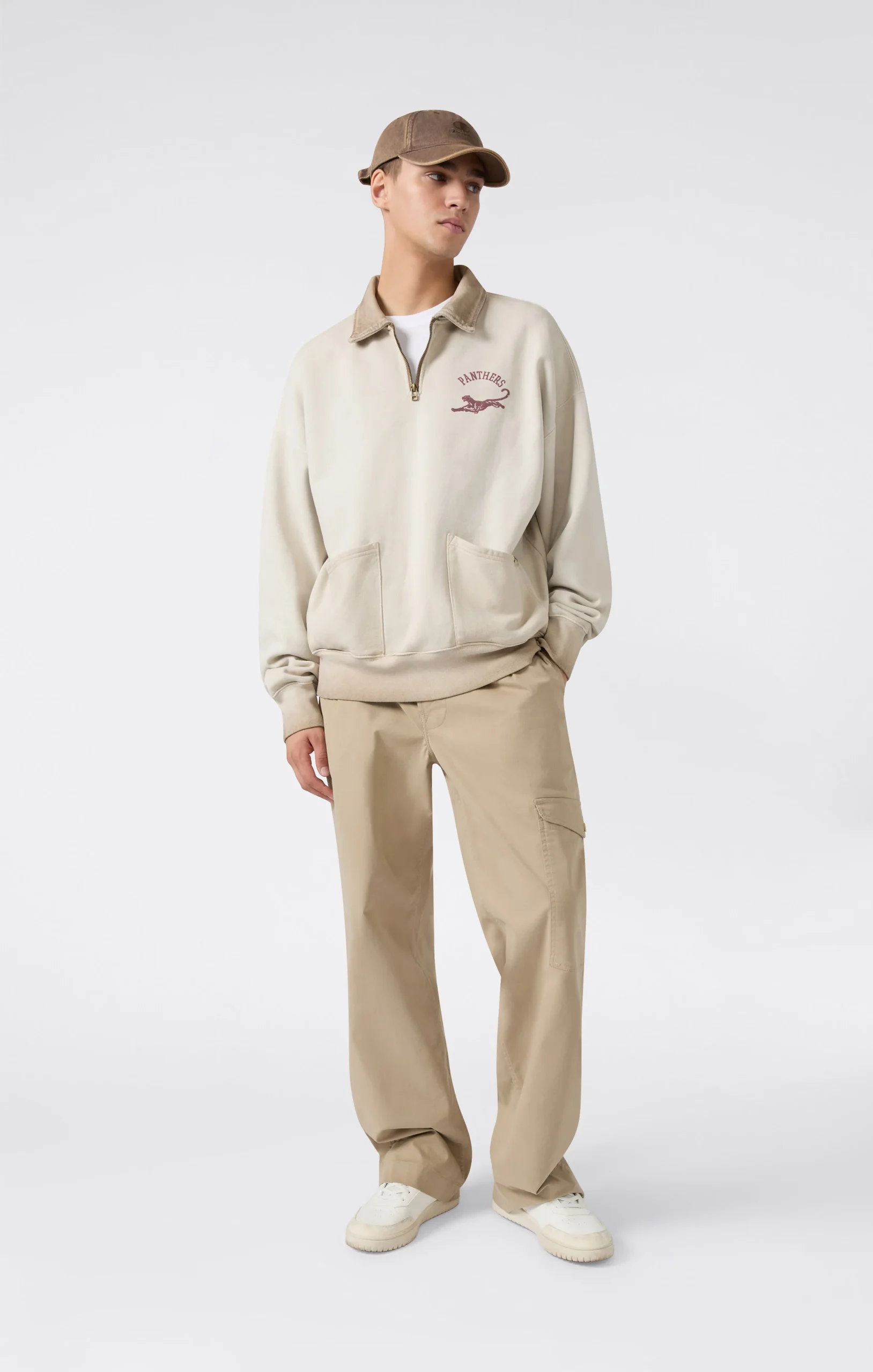 Men’s Washed Polo Half-Zip Neck Heavyweight Sweatshirt Time Capsule - Imagen 3