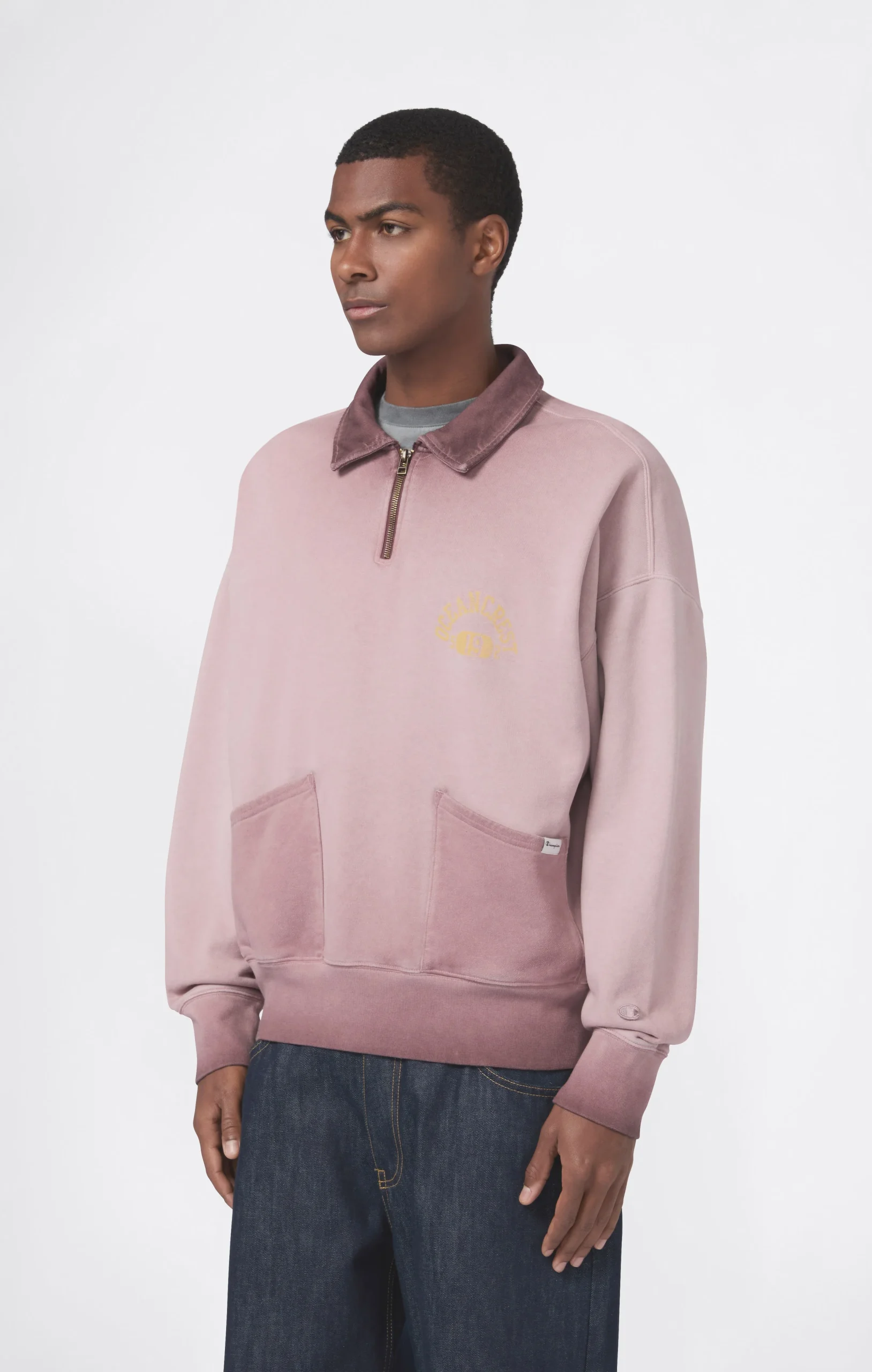 Men’s Washed Polo Half-Zip Neck Heavyweight Sweatshirt Time Capsule