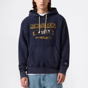Heavyweight Men's Hooded Sweatshirt with Brushed Interior and Print Reverse Weave