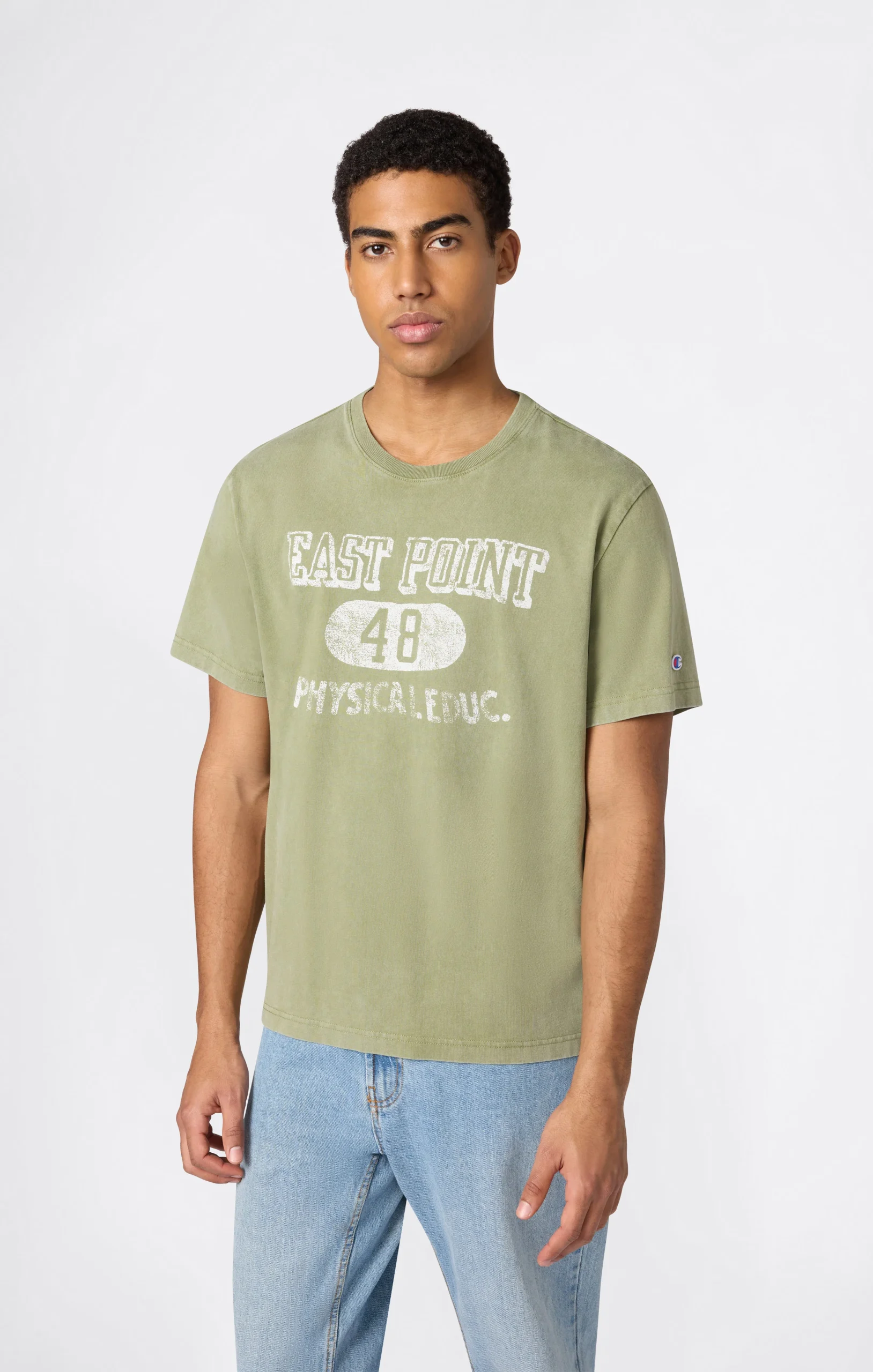 Men’s Heavyweight Cotton T-shirt with Reverse Weave Print