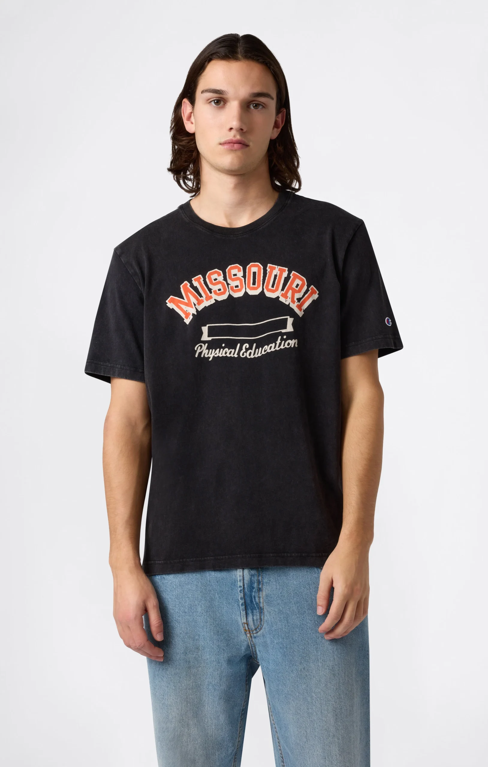 Men’s Heavy Cotton T-Shirt with Reverse Weave Print