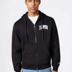 Men’s Hooded Full Zip Sweatshirt With Brushed Interior And Puff Print Logo