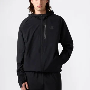 Men’s Stretch Woven Nylon Hooded Track Top Slim Fit