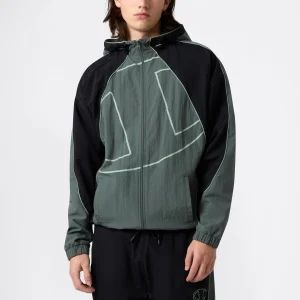 Men’s Woven Nylon Full-Zip Hooded Track Top Loose Fit